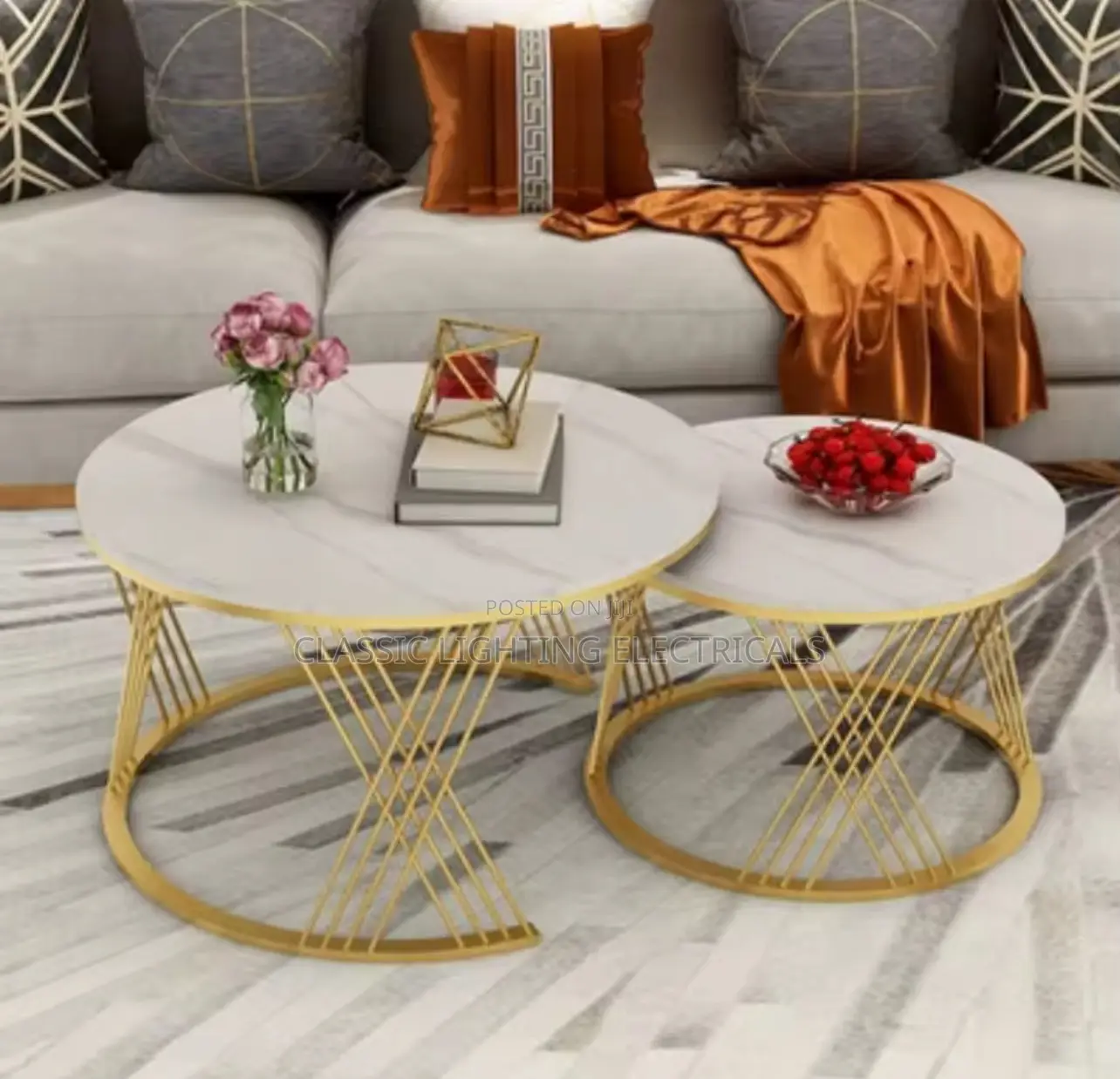 Luxury Metal Coffee Tables Modern Design Round Storage Coffe
