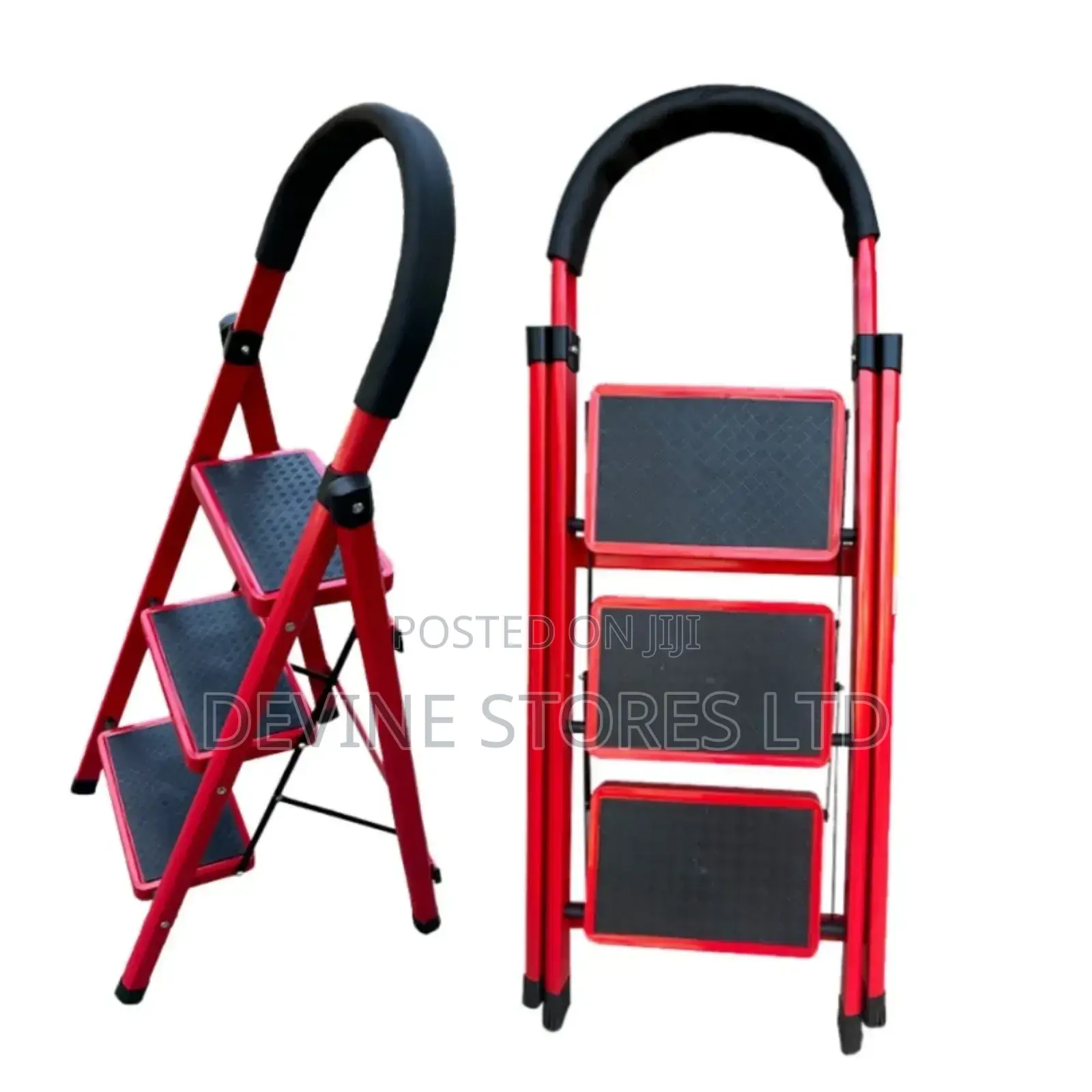 3 Steps Red Aluminum Kitchen Ladder