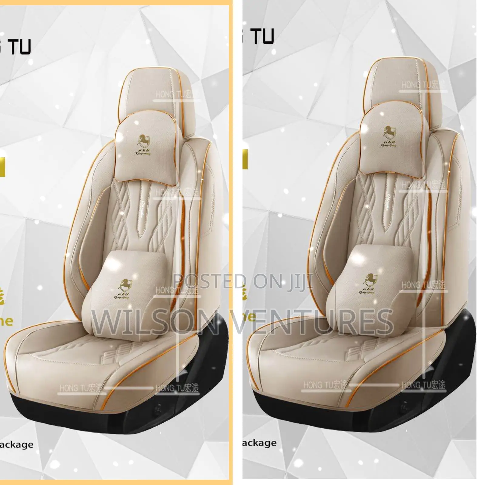 Plain Cream Color 5 Seater Car Seat Cover