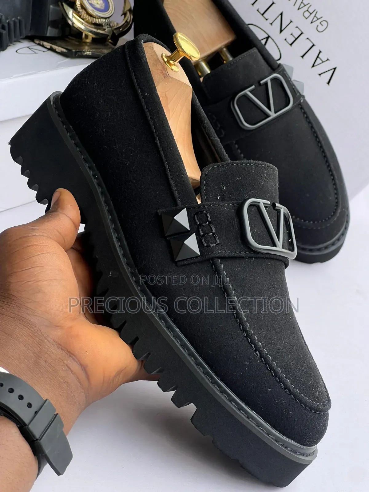All Black Suede Valentino Men's Shoe