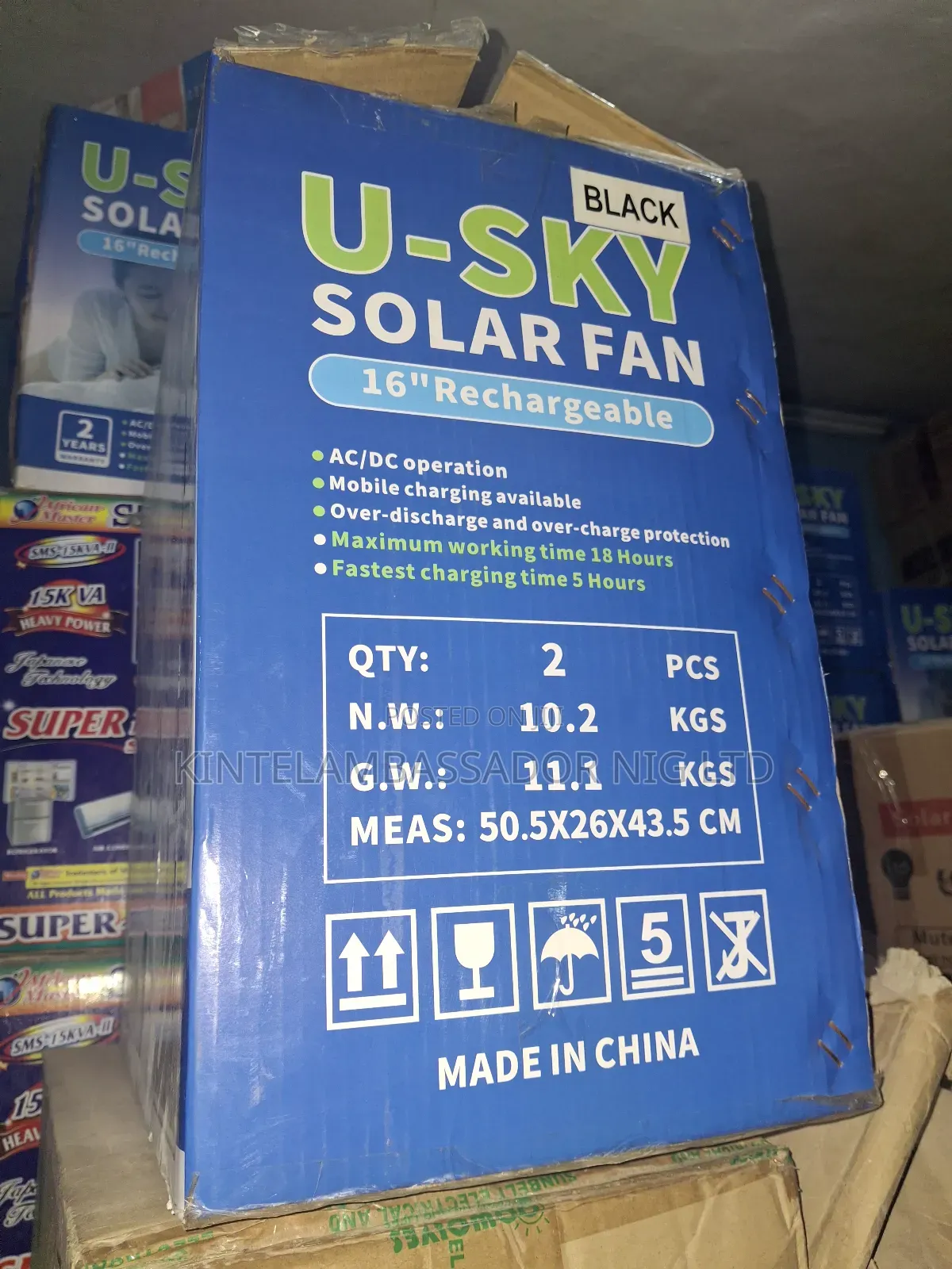U-sky Solar Rechargeable Fan-16"