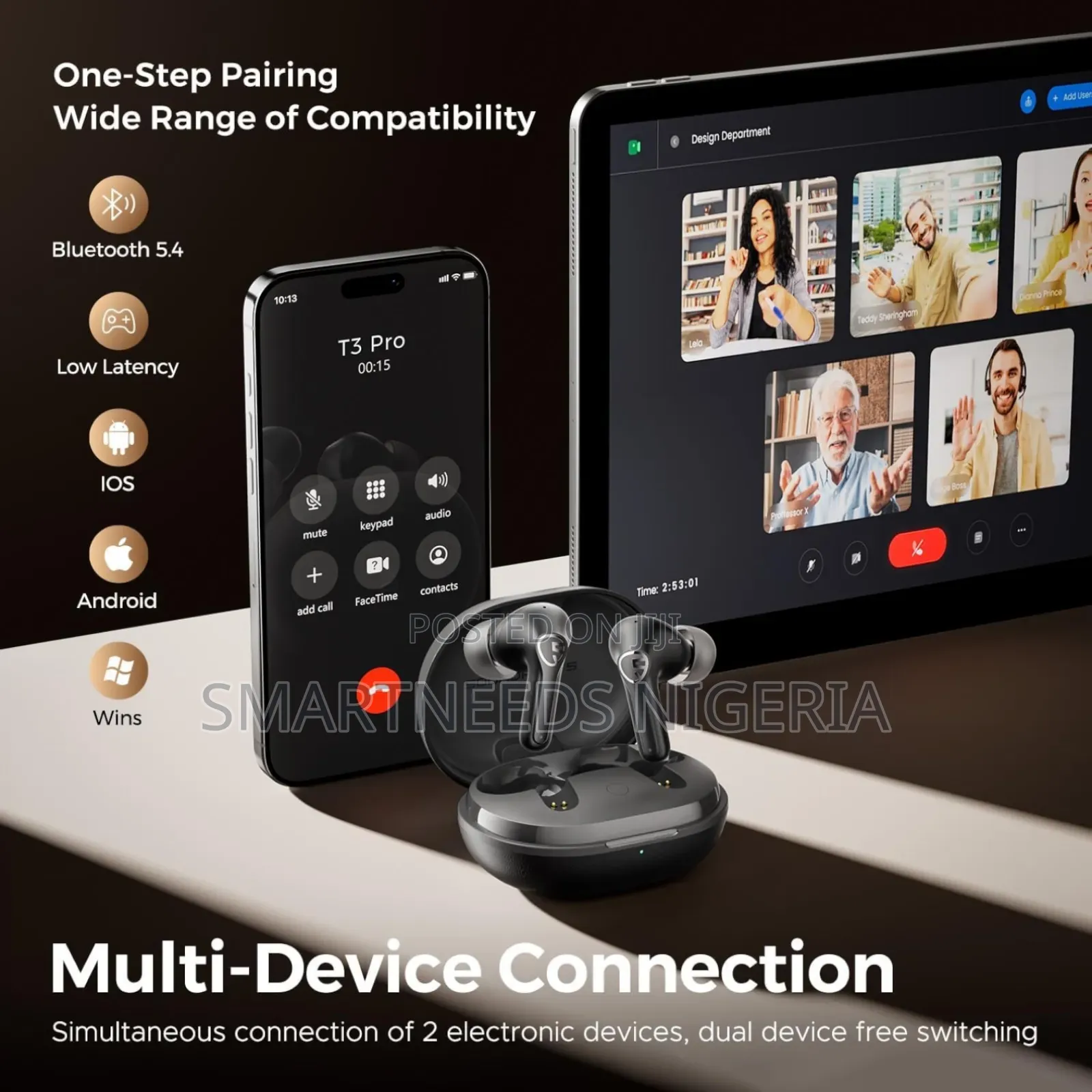 Soundpeats T3 Pro ANC + 2 Device Connection +7hour Playtime