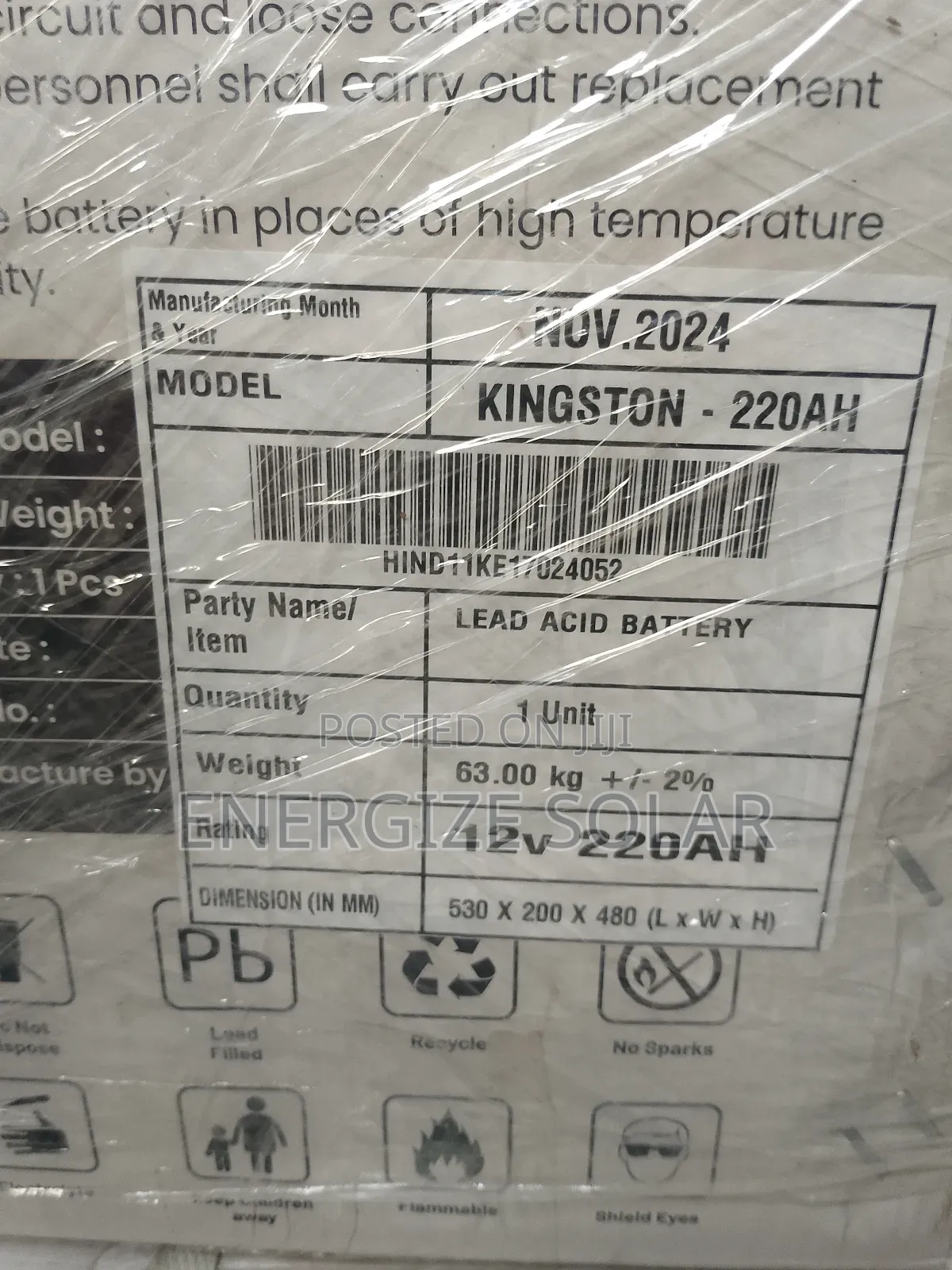 Kingston Power 12v 220ah Tubular Battery