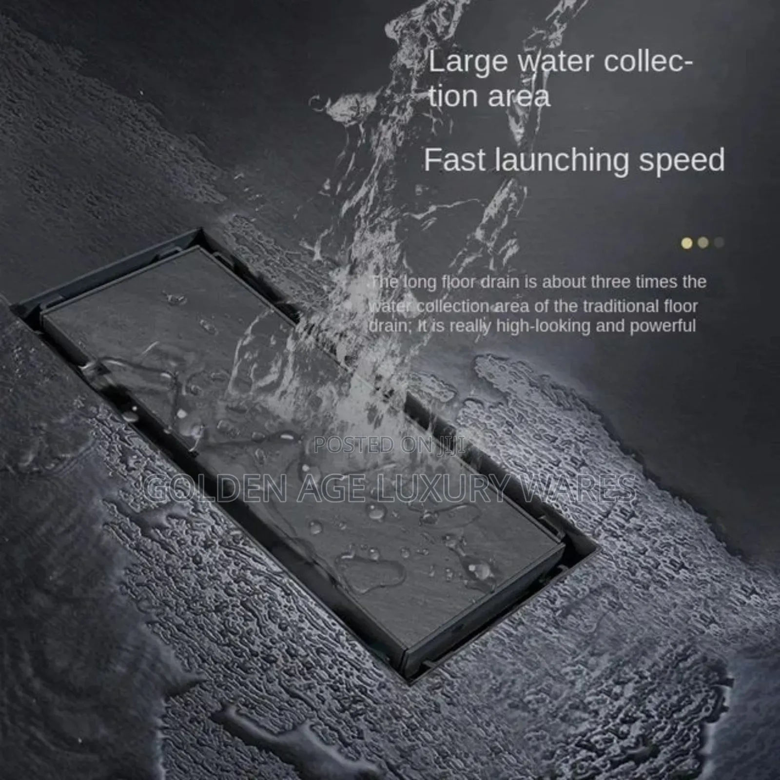 Black Tiles Insert Floor Drain 60cm