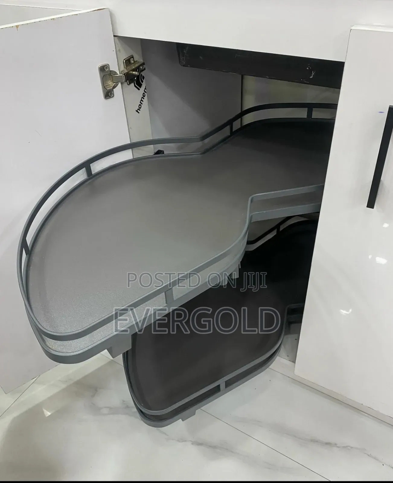 Gray Color Swing Cabinet Pot Rack Available