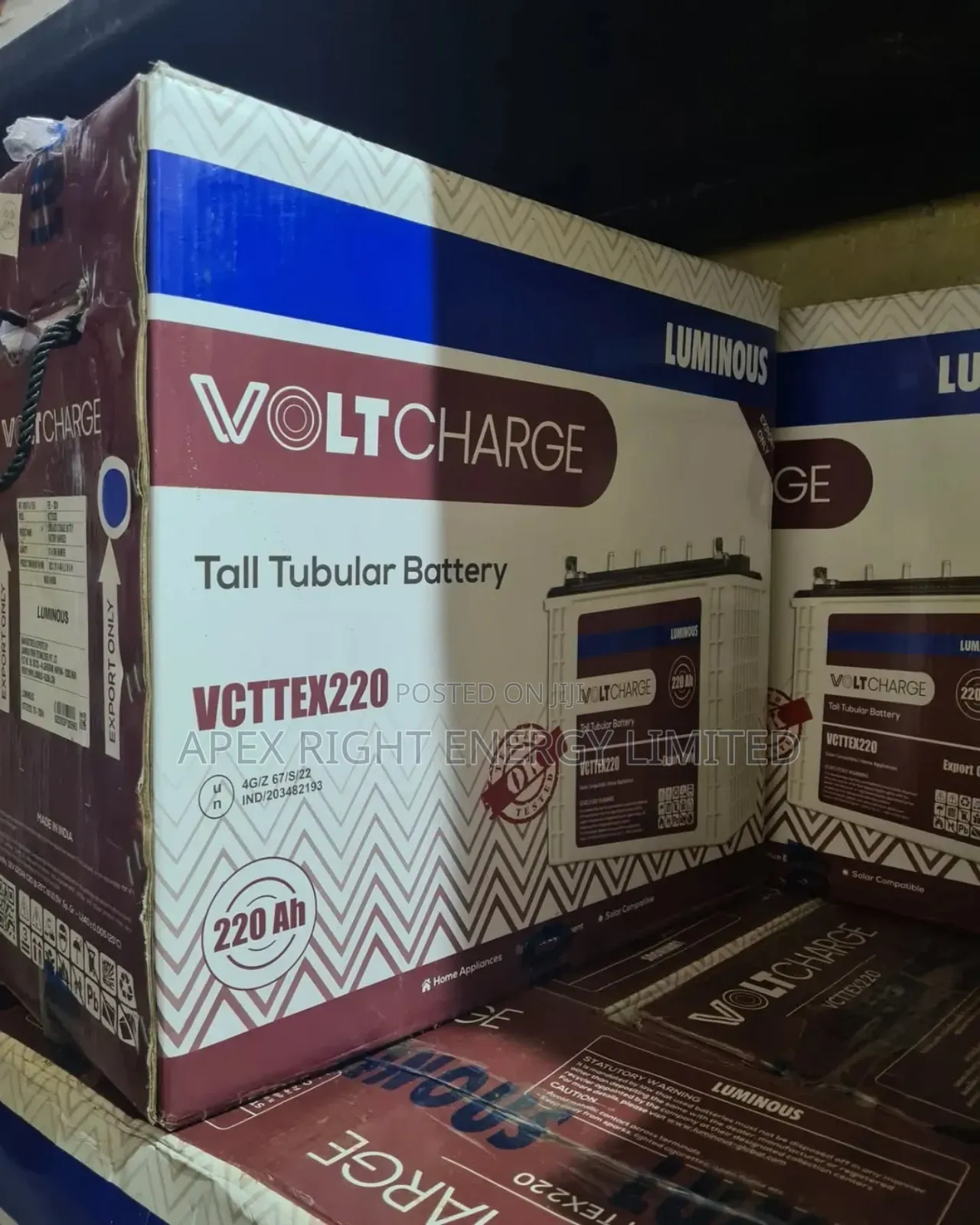 220ah Luminous Voltcharge Tubular Battery