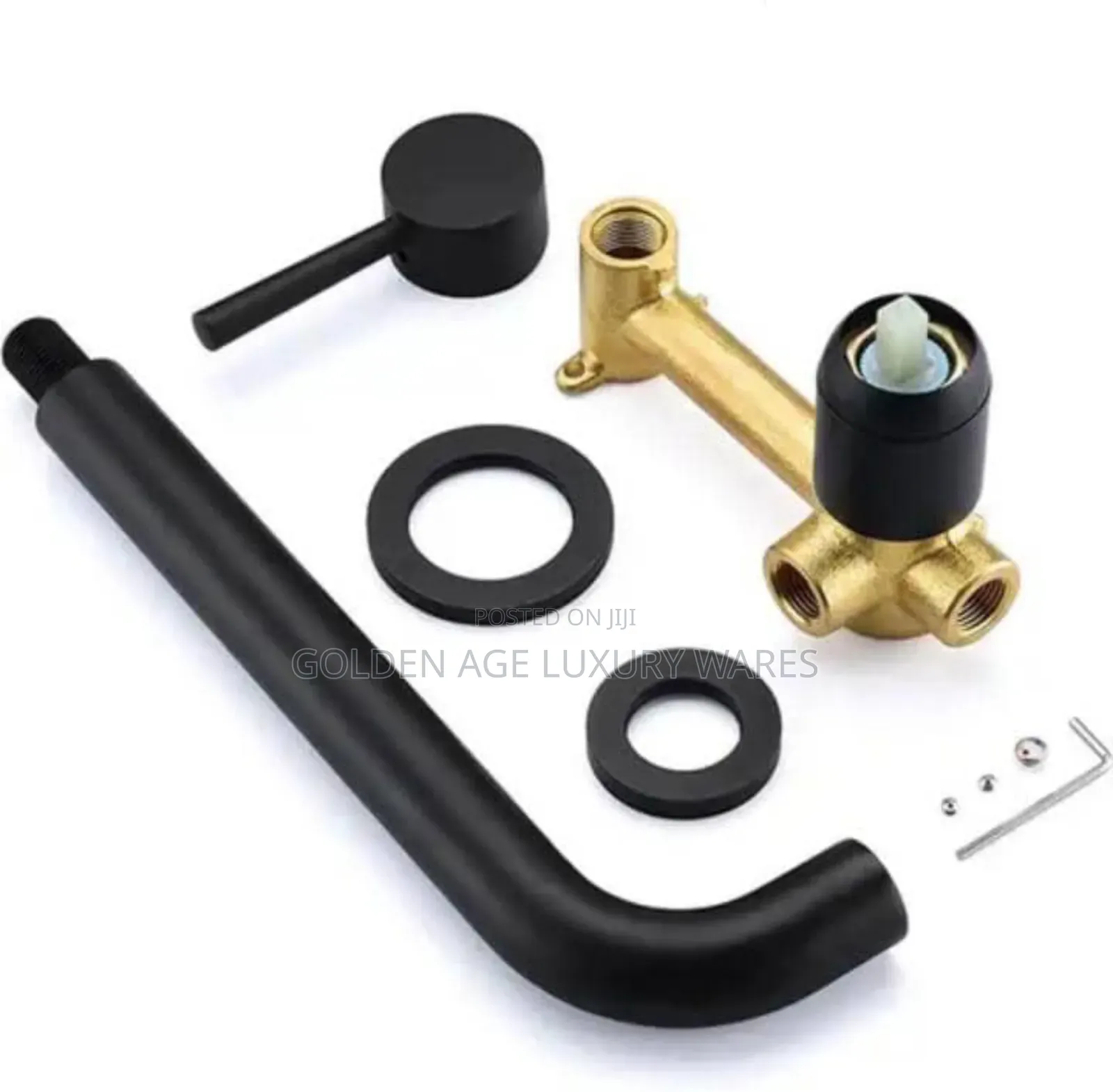 Black Conduit Basin Mixer Round