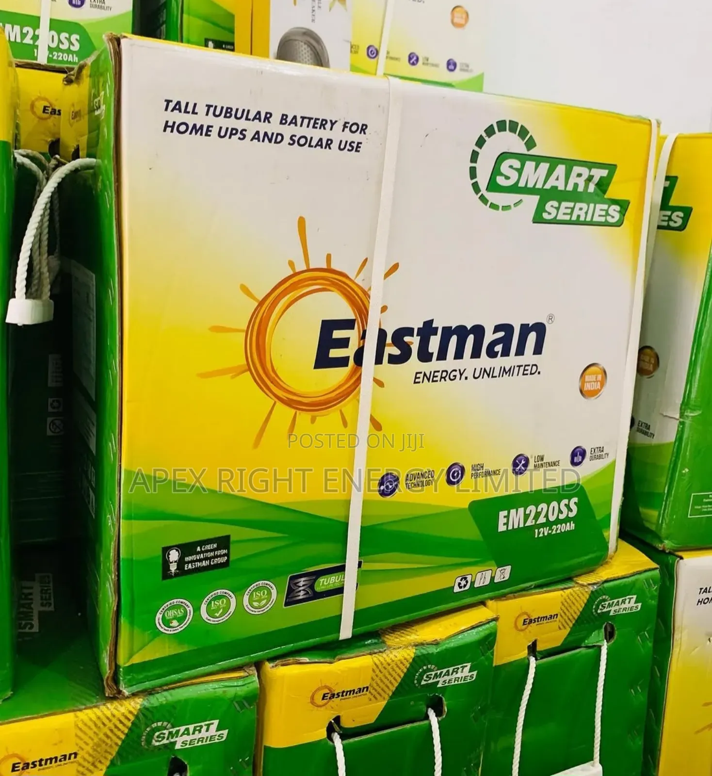 12v_220ah Eastman Tall Tubular Battery Smart Series