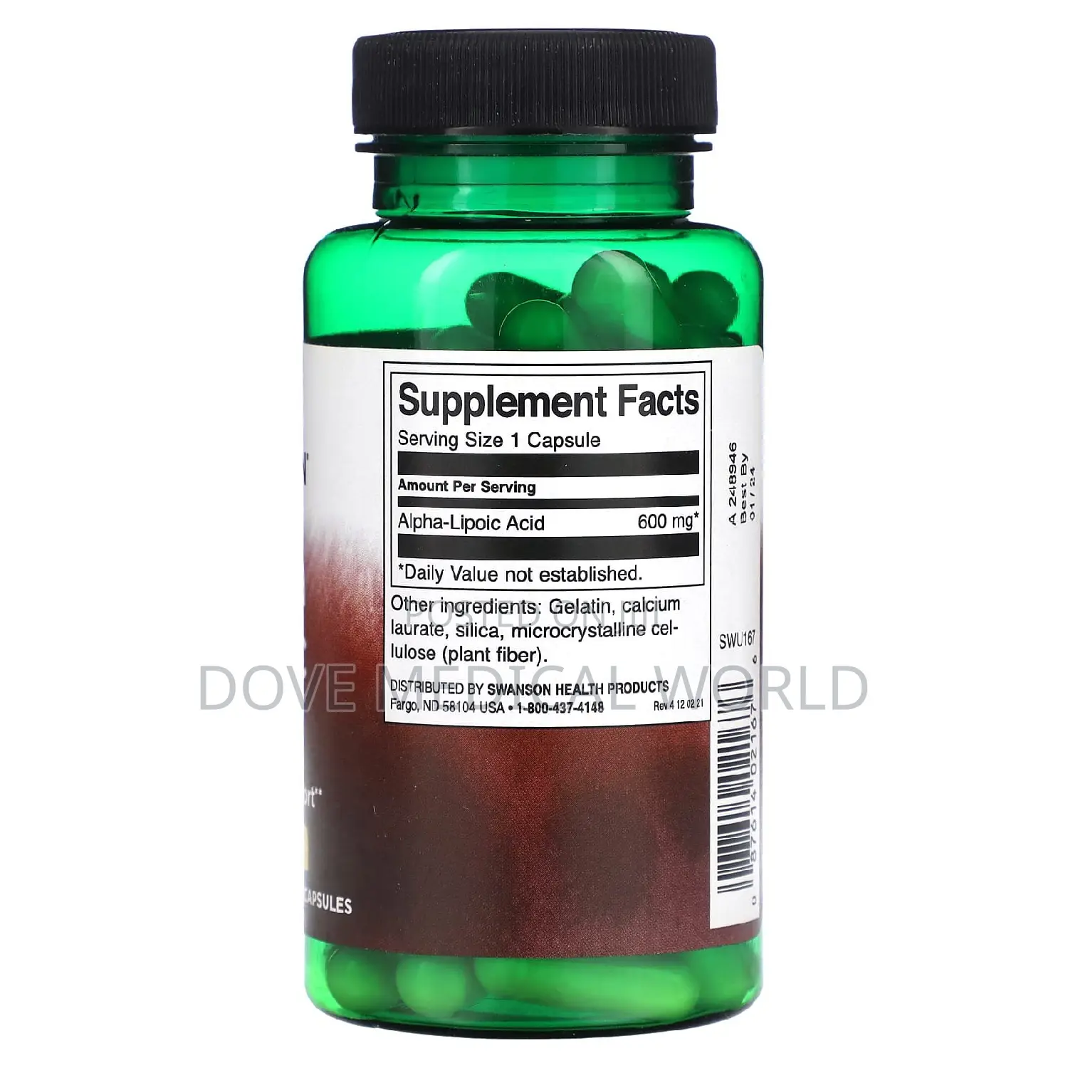 Swanson Alpha Lipoic Acid 600mg by 60 Capsules