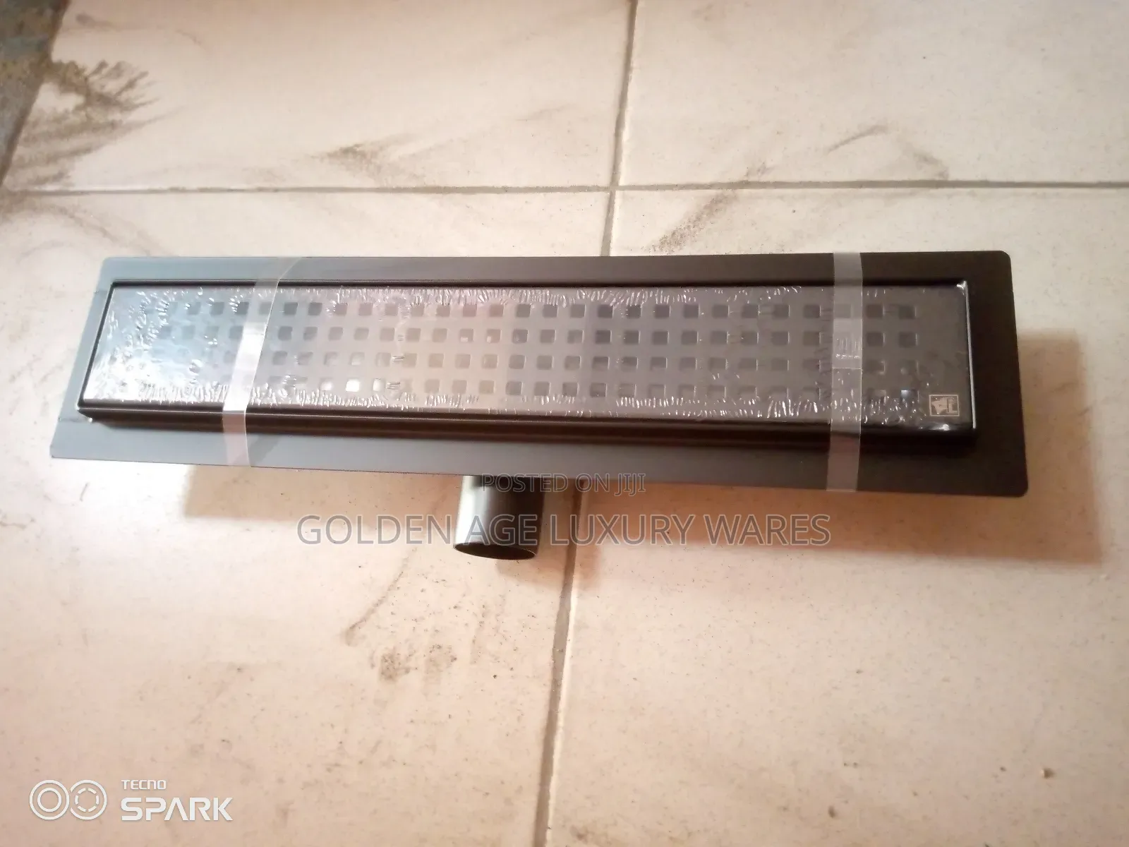 Black 40cm Side Outlet Floor Drain