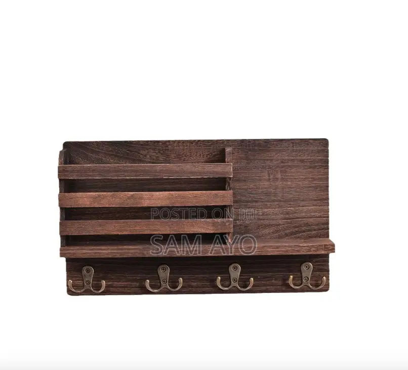 Wooden Wall Mount Storage With Key Hanger
