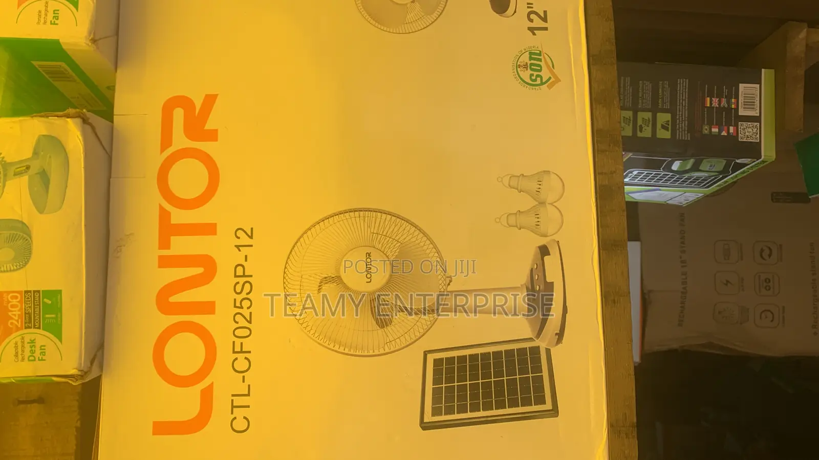 Lontor 12” Rechargeable Fan Solar Panel -Bulb CTL-CF025SP-12