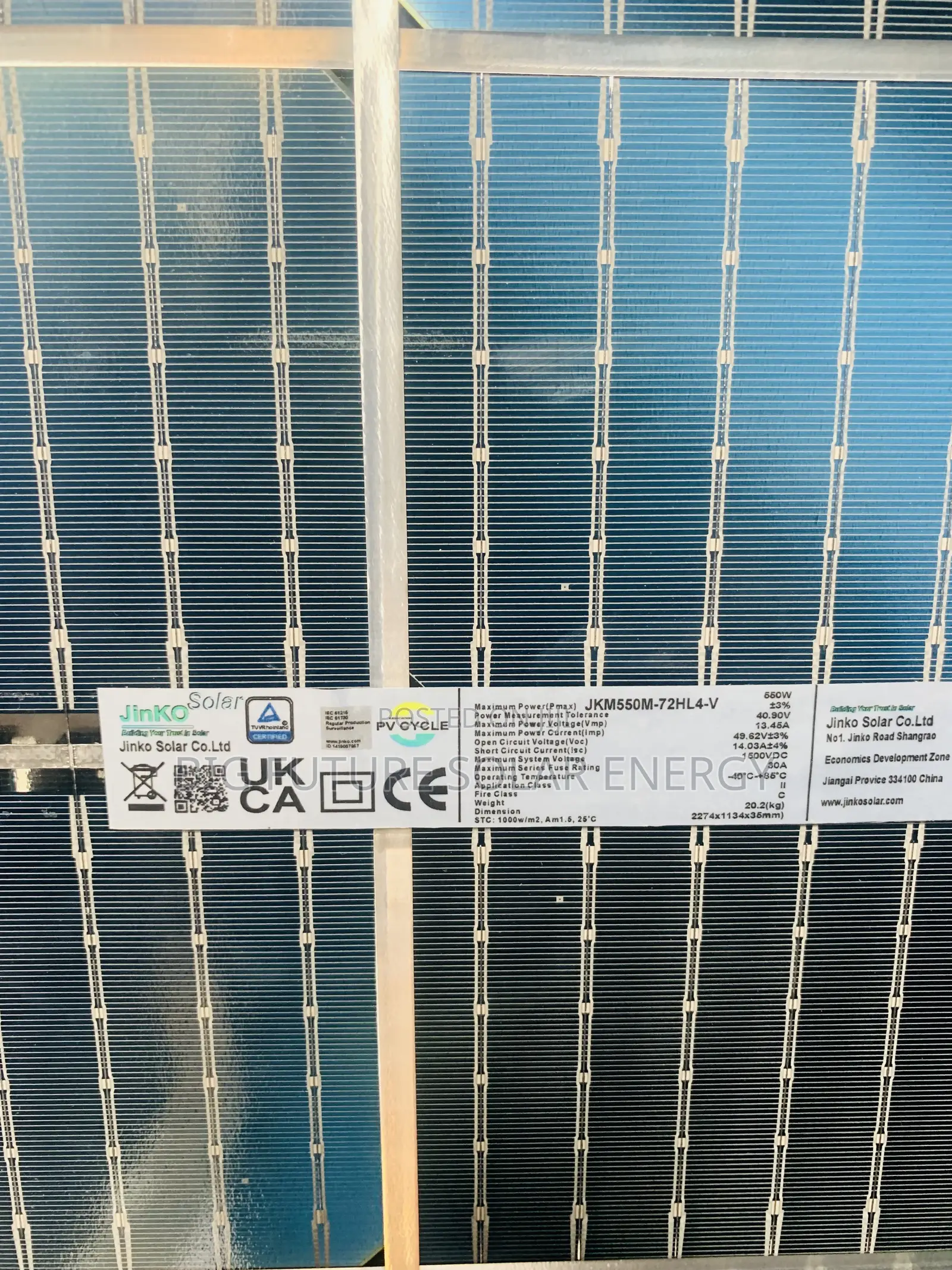 550watts Jinko Bifacial Solar Panel 144c