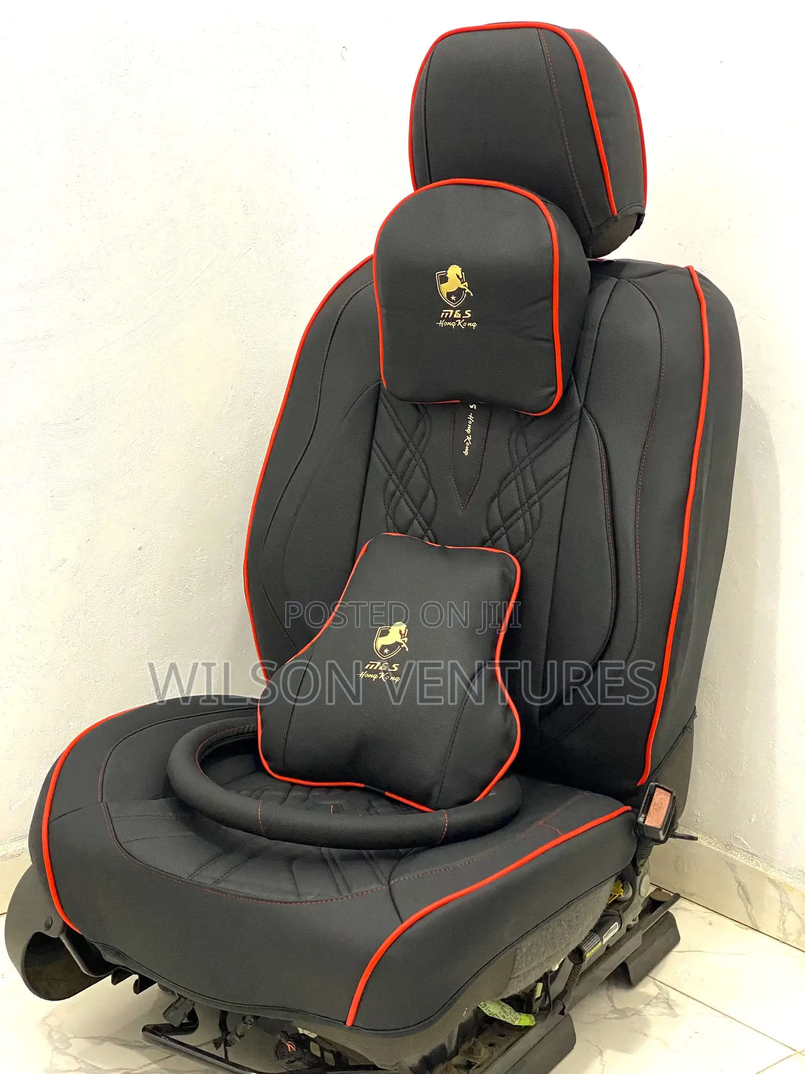 Black With Shades of Red Car Seat Cover