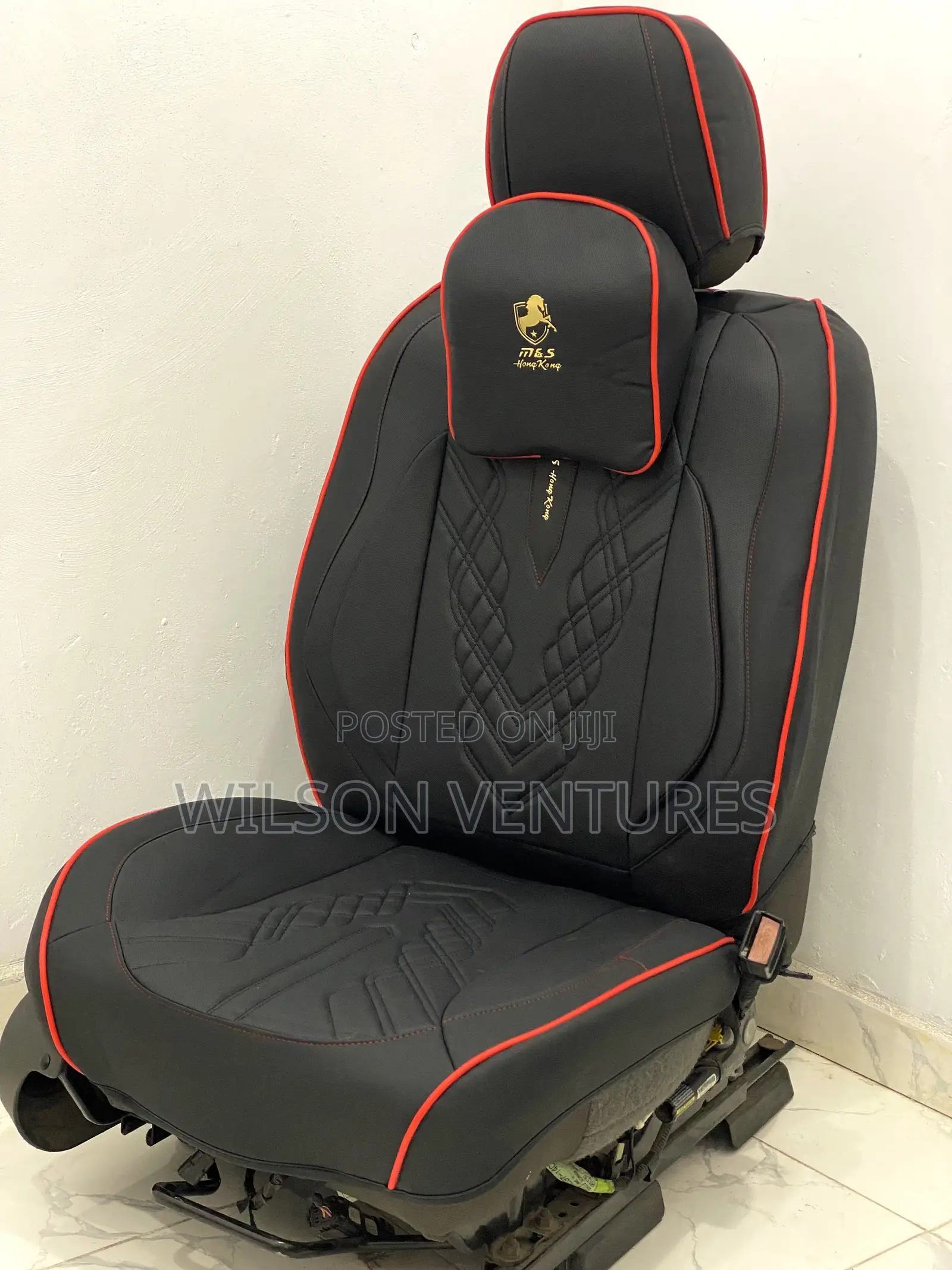 Black With Shades of Red Car Seat Cover