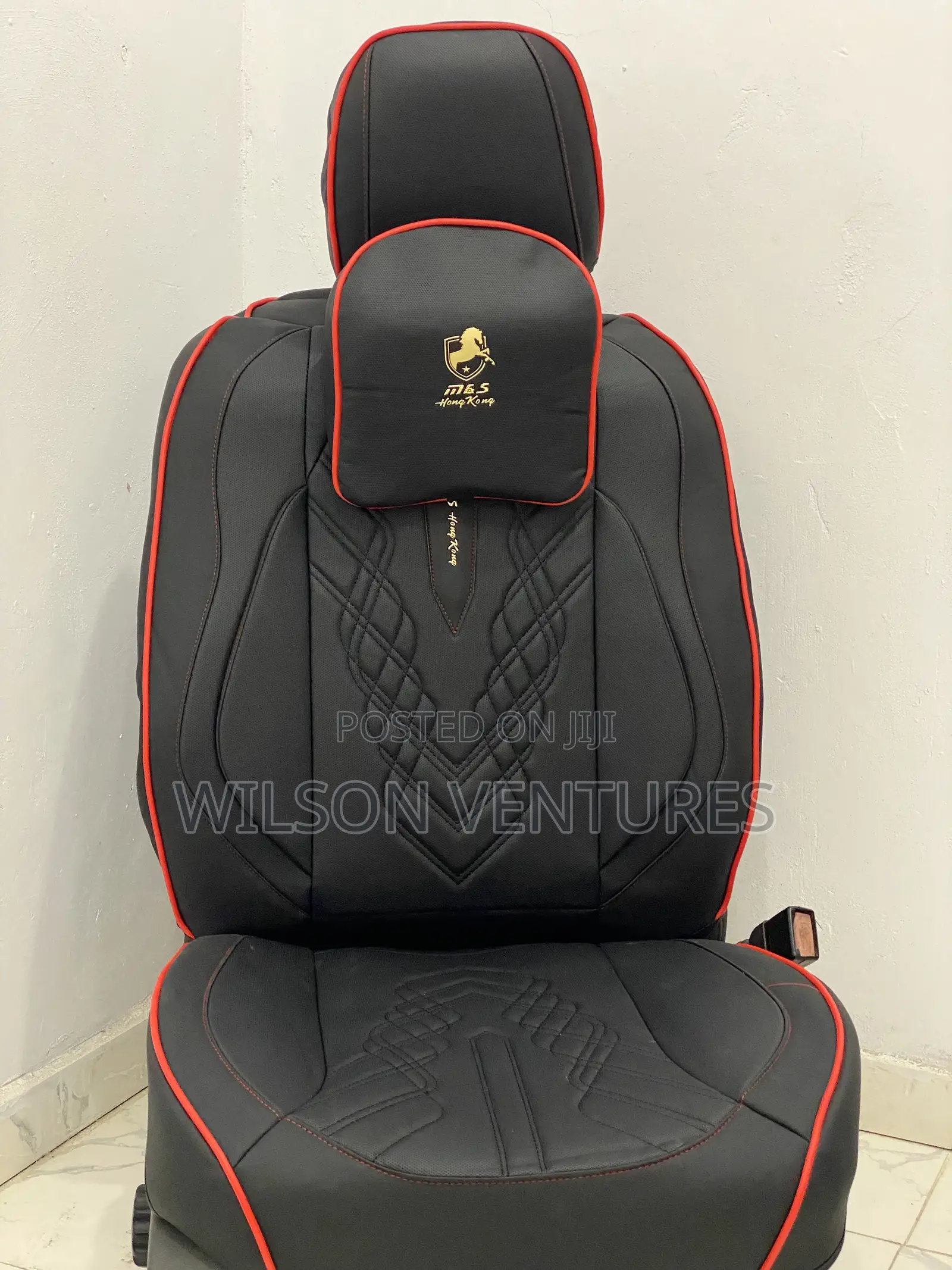 Black With Shades of Red Car Seat Cover