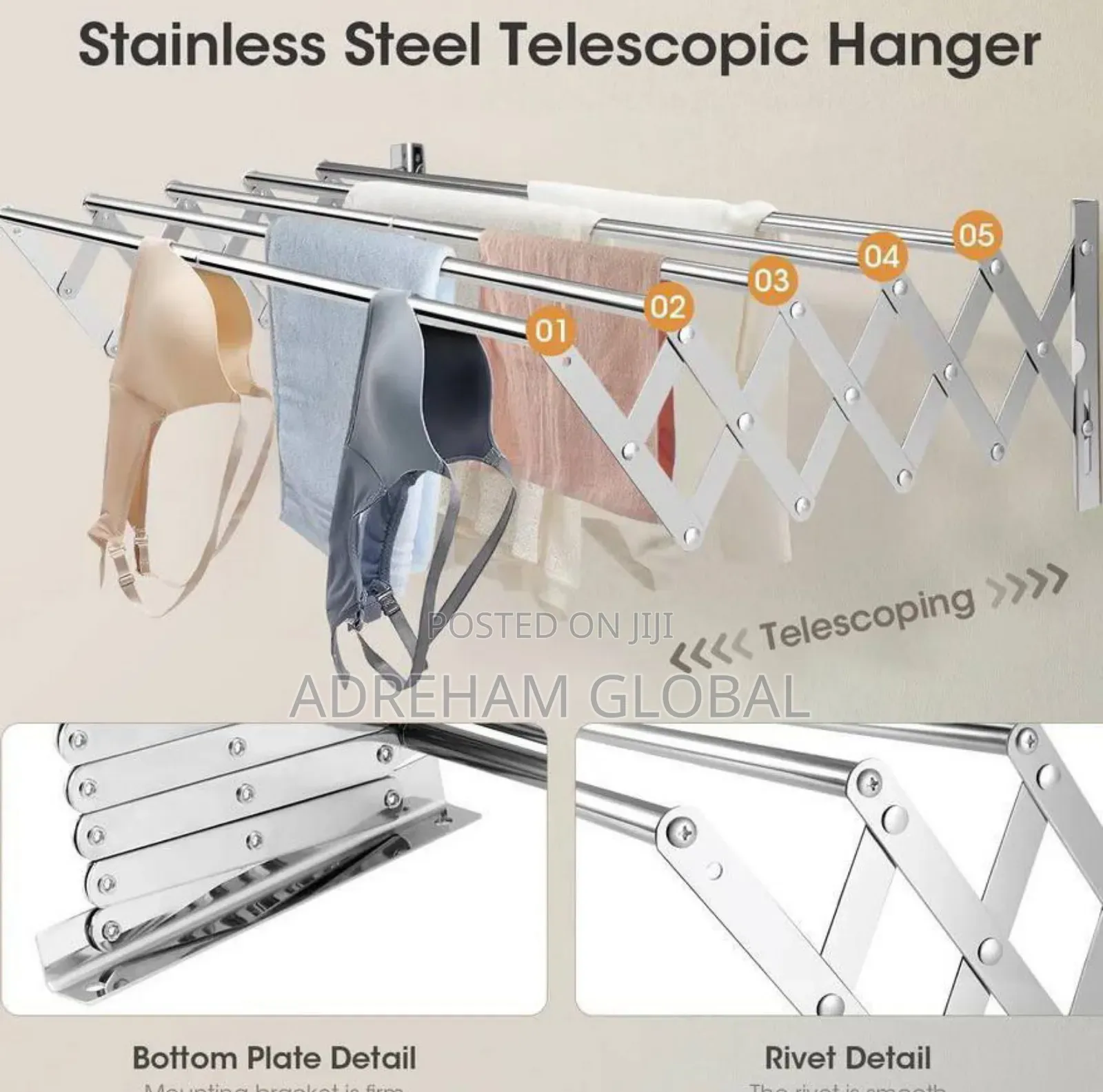 High Quality Adjustable Towel/Cloth Hanger 70cm