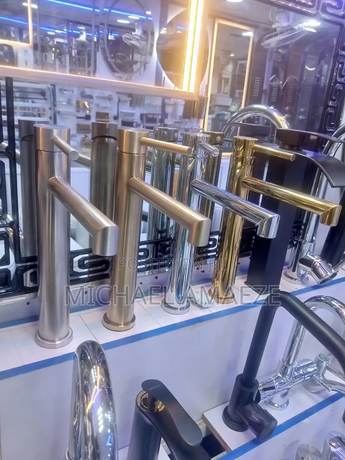 Long Basin Mixer Tap Mart Gold Silver