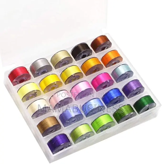 25 Colorful Thread Plastic Bobbins Box