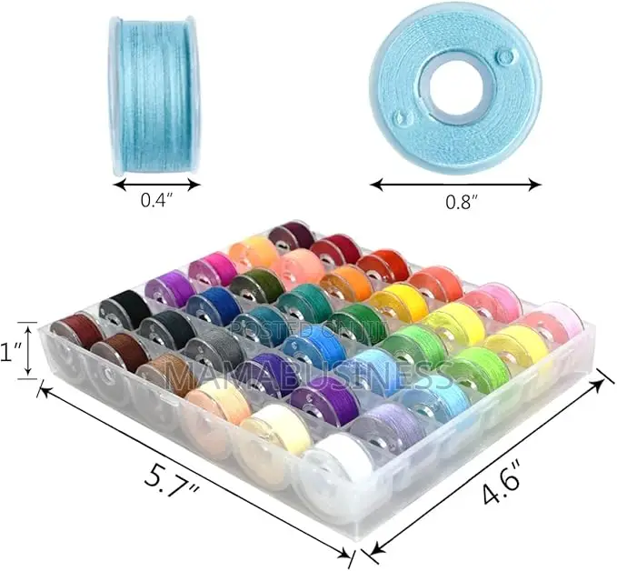 36 Colored Thread Plastic Bobbins Box