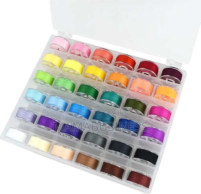 36 Colored Thread Plastic Bobbins Box
