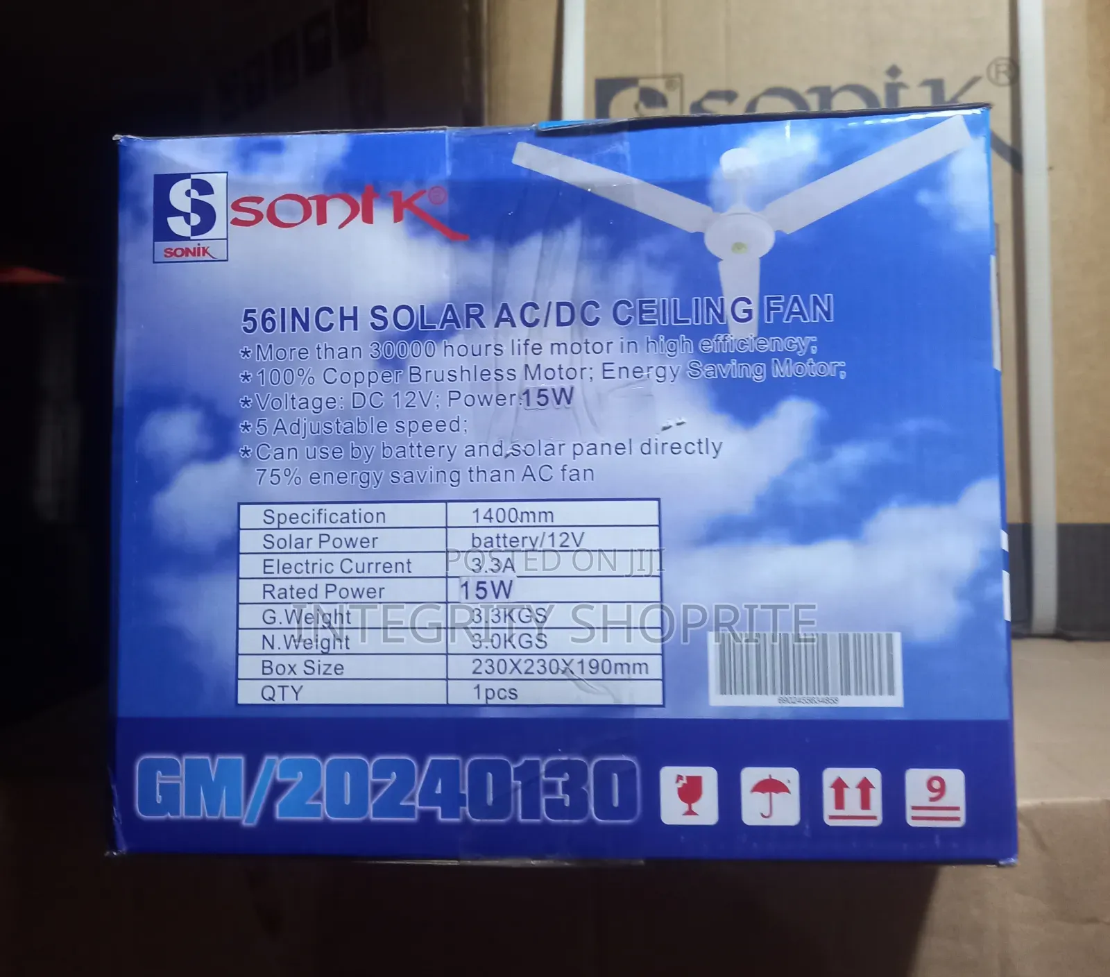 Sonik Ac/Dc 15w Copper Ceiling Fan Solar Panel