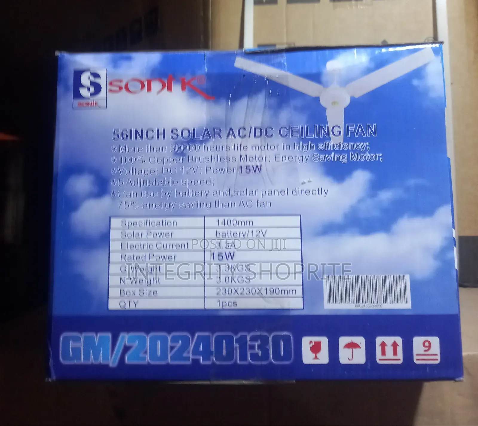 Sonik Ac/Dc 15w Copper Ceiling Fan Solar Panel