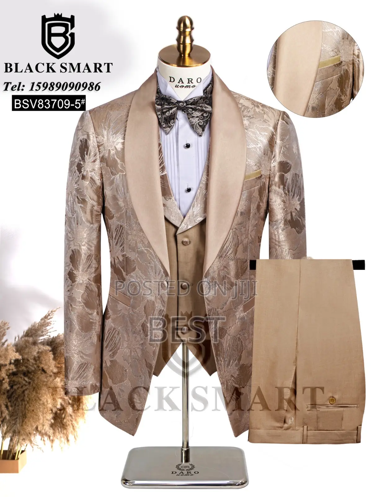 Flowers Turkish Tuxedo 3pis Quality Suit for Men
