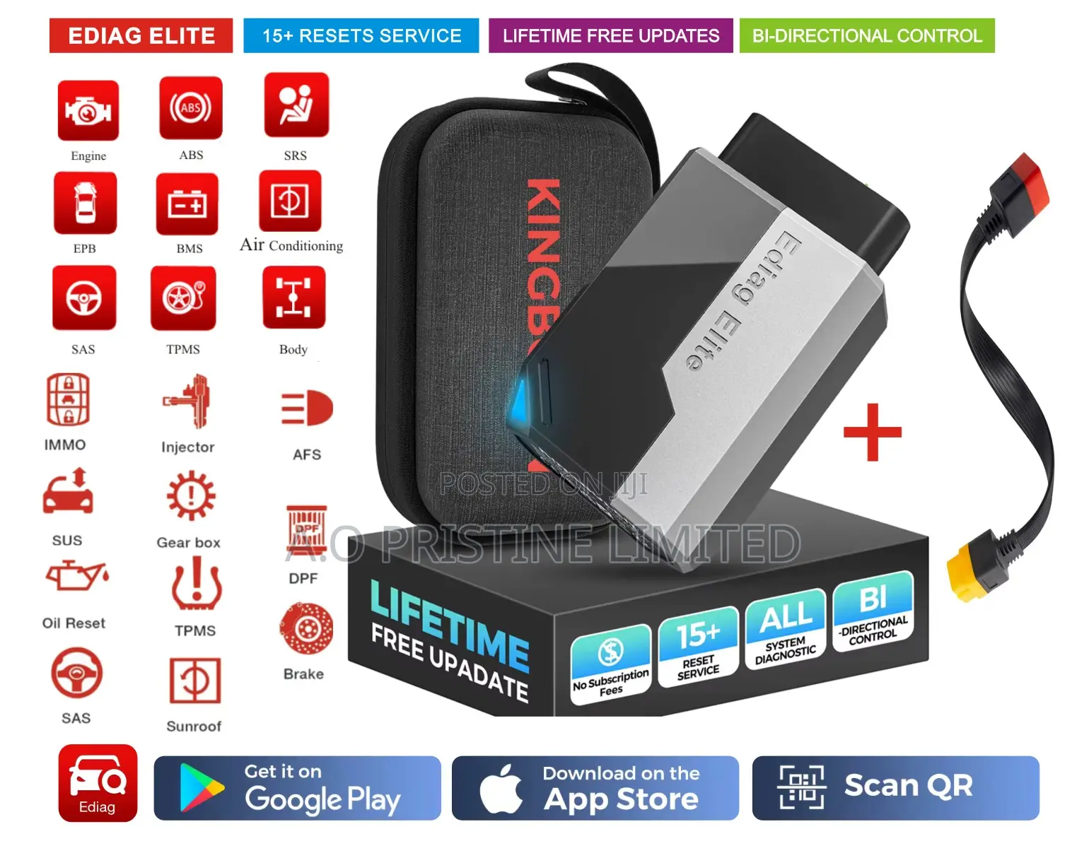 Ediag Elite Car Scanner With OBD Extension Cable