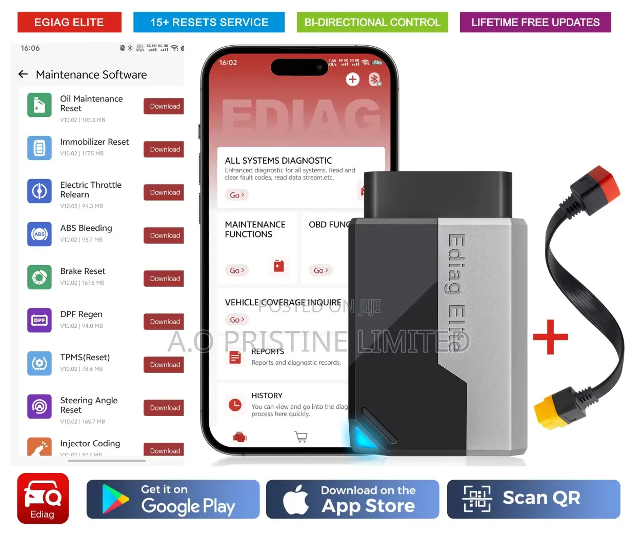 Ediag Elite Car Scanner With OBD Extension Cable
