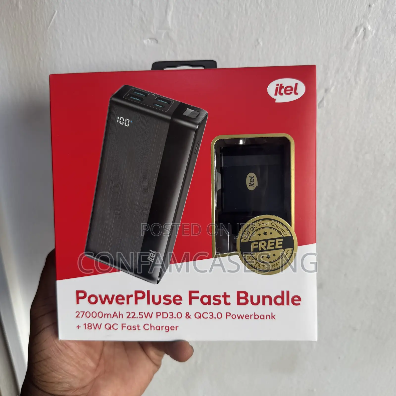 Itel 27000mah Power Bank + Free 18w Charger