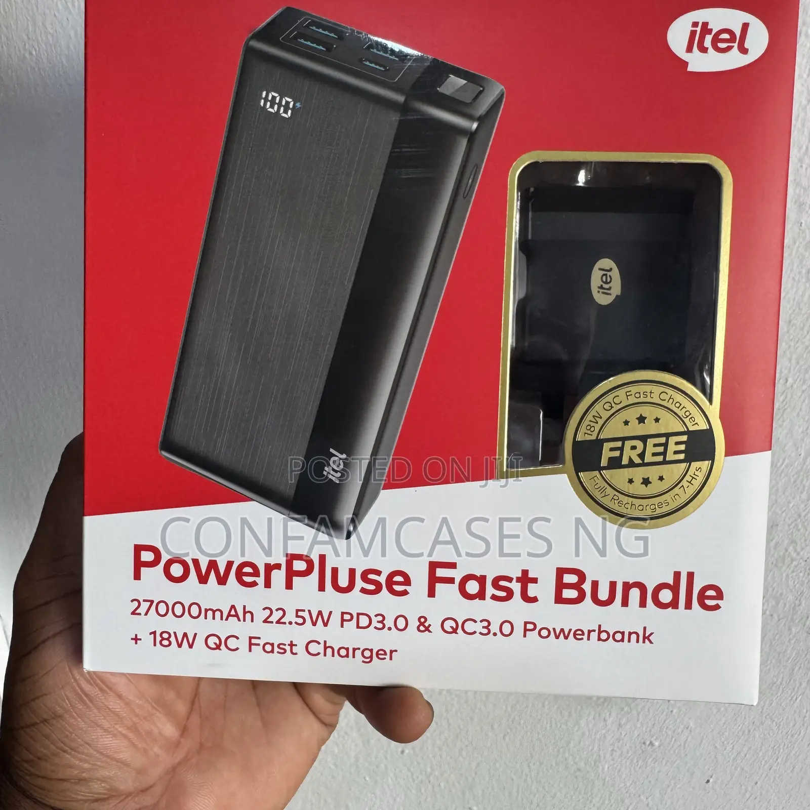 Itel 27000mah Power Bank + Free 18w Charger