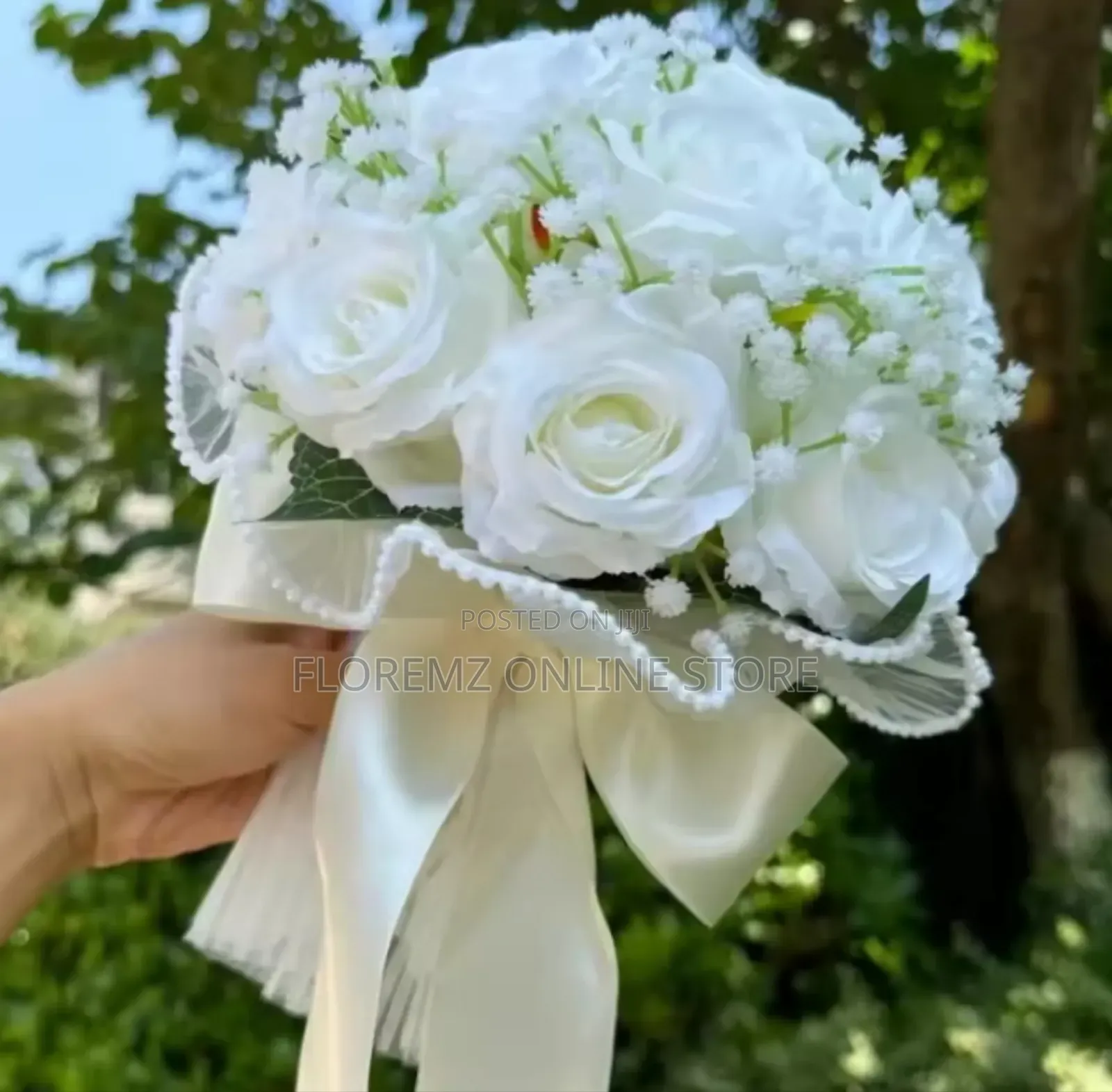 White Roses Wedding Bouquet for Bride - Renting