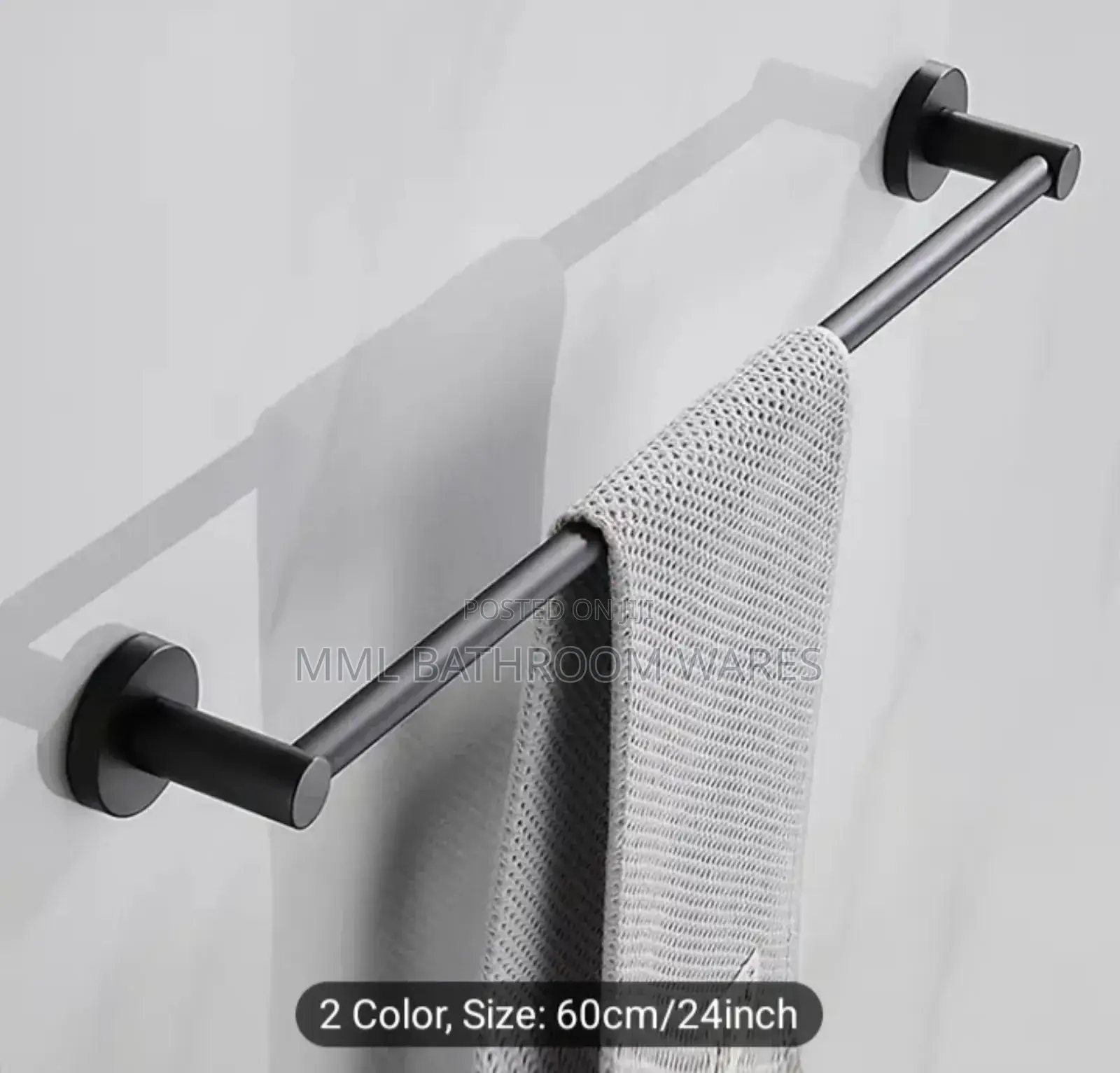 Modern Black Stainless Steel Single Towel Rail Bar