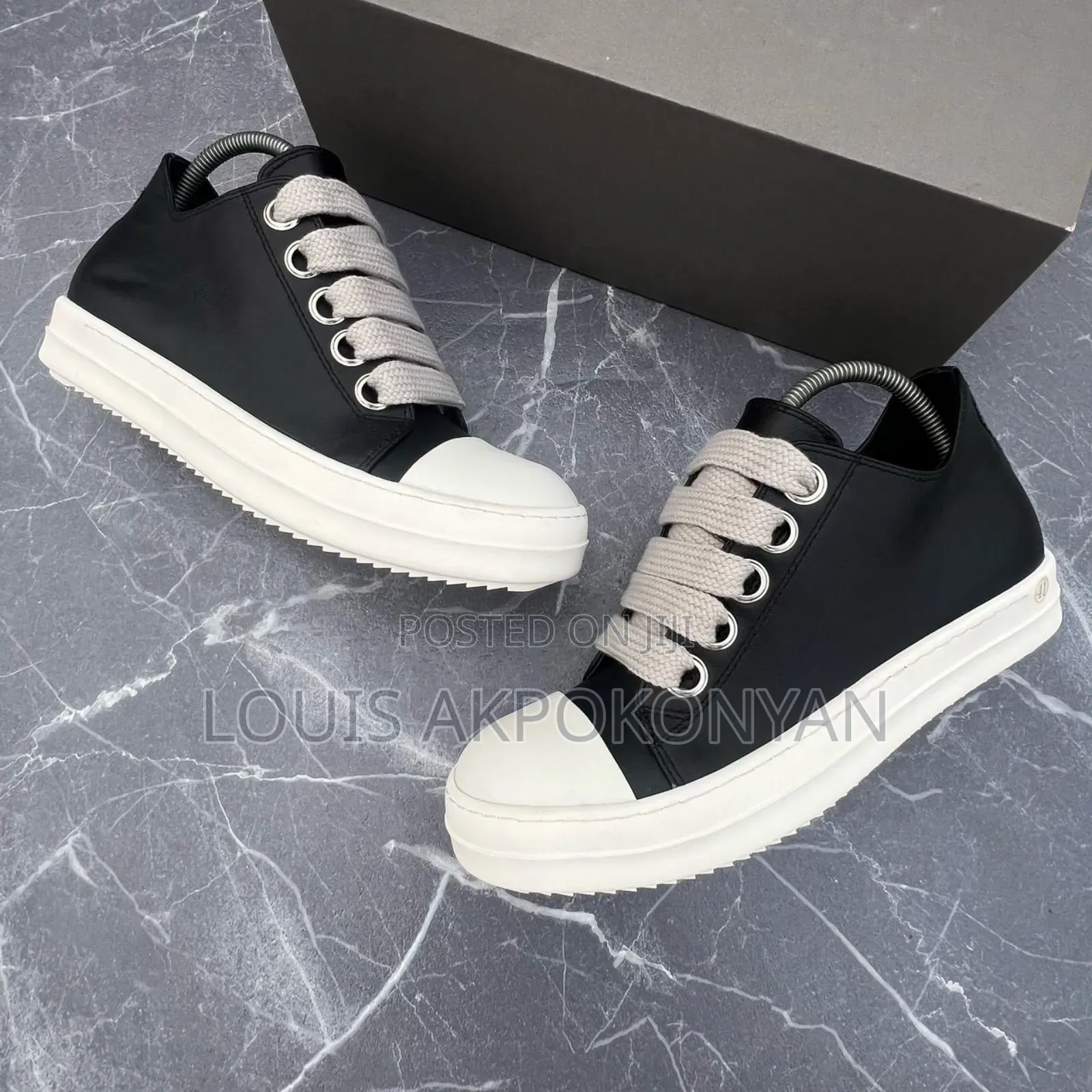 Rick Owen Black and White Low Cut Sneakers