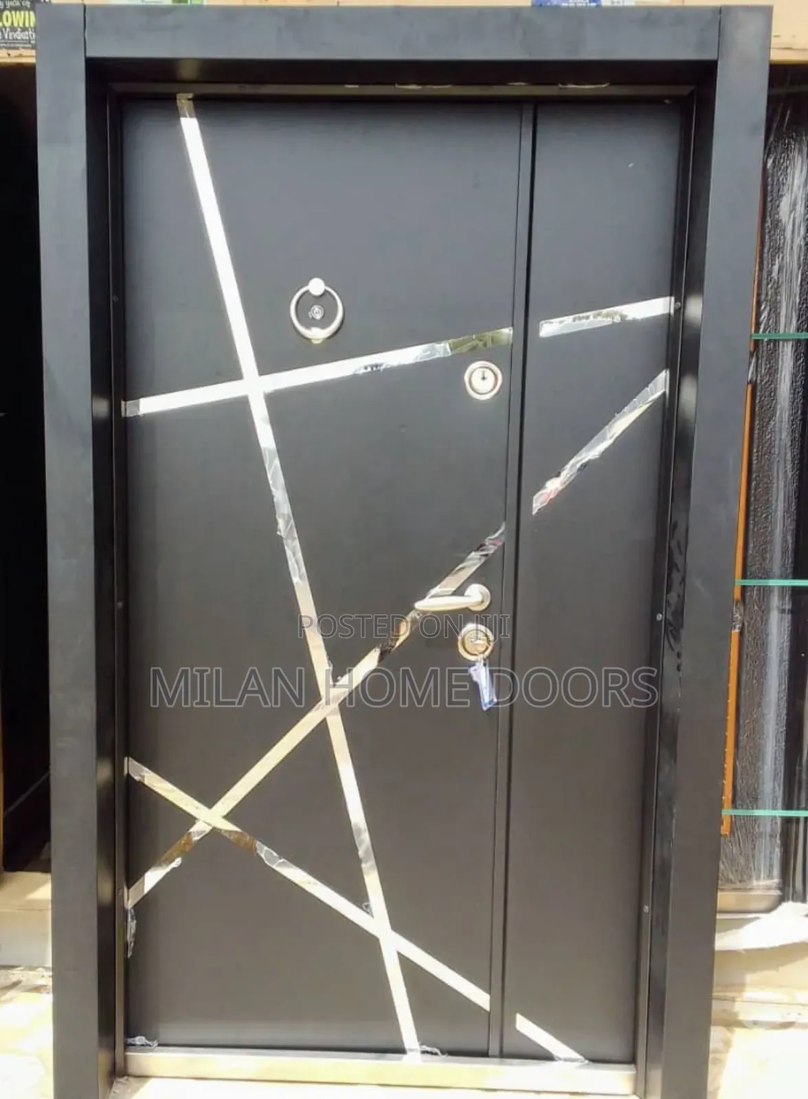 4ft Tank Security Door With Silver Line Design 9" Frame
