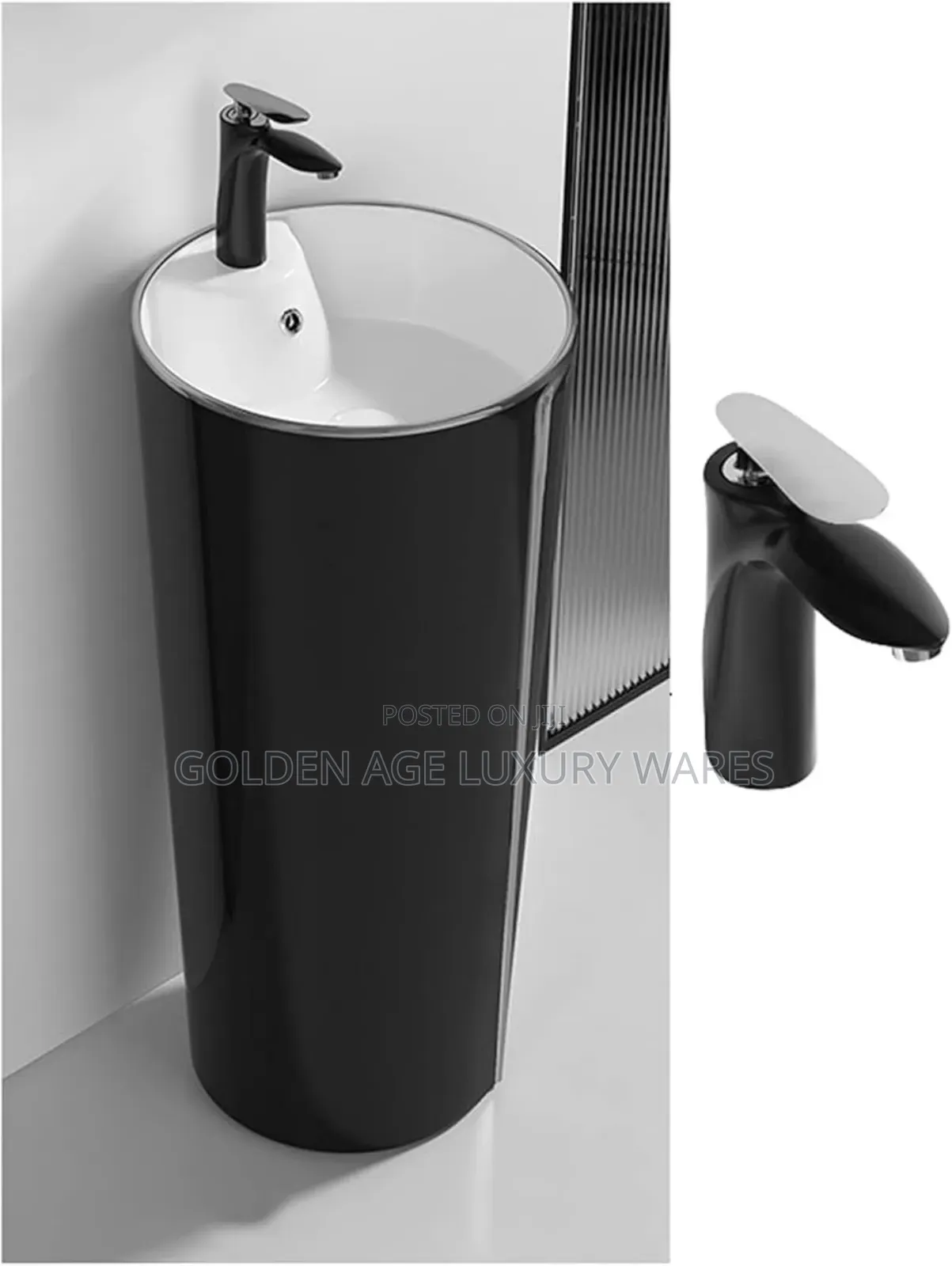 Black and White Free Standing Basin