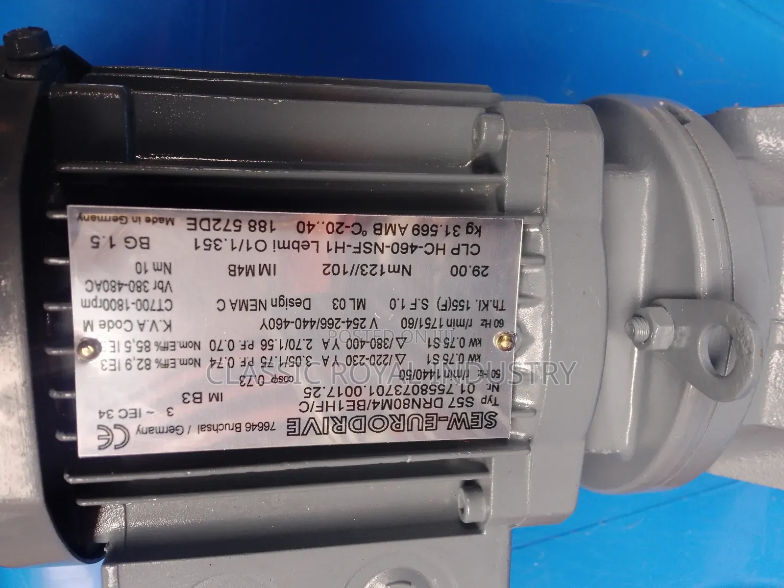 Sew Eurodrive Gear Motor 0.75 Kw 1 HP