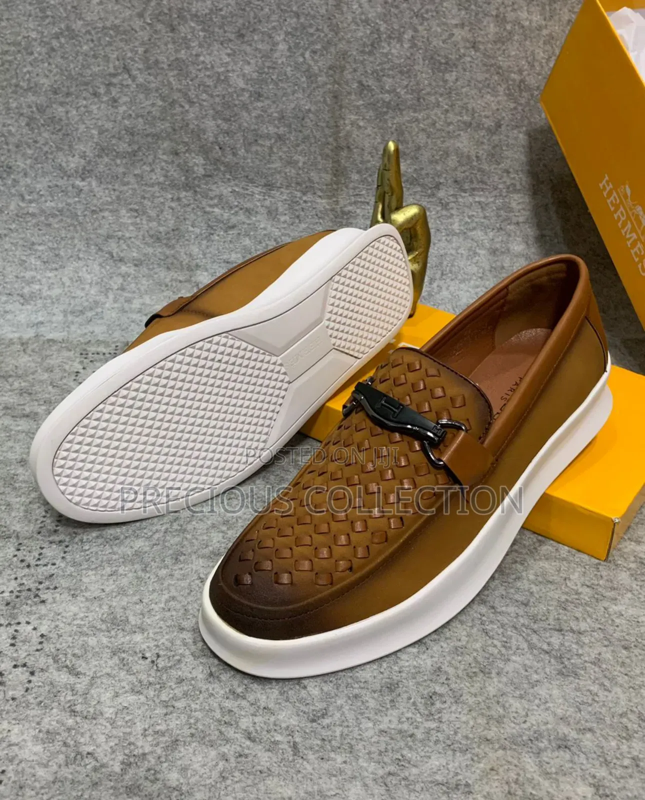 Men's Classic Hermes White Sole Loafers