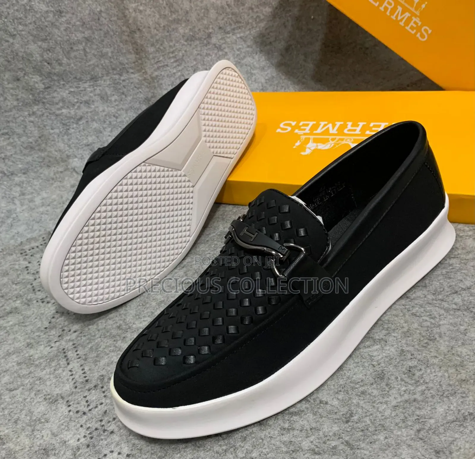Men's Classic Hermes White Sole Loafers