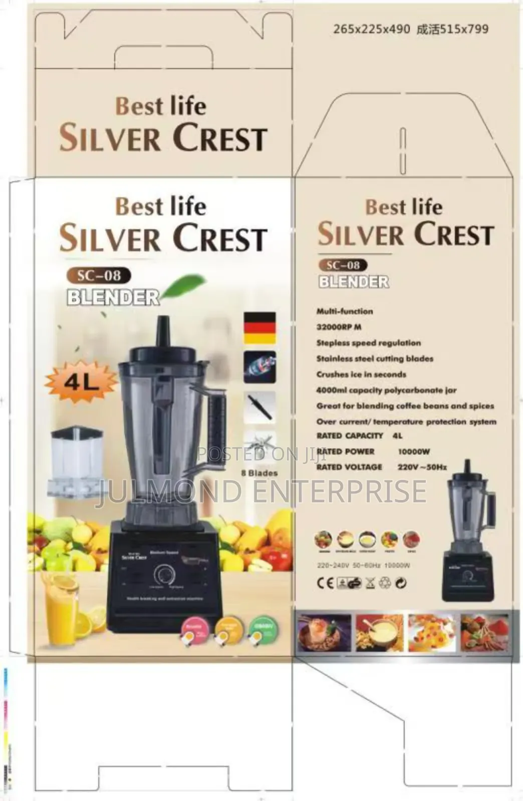 Silver Crest 10,000W (4liters Jar) Blender With Two Cups