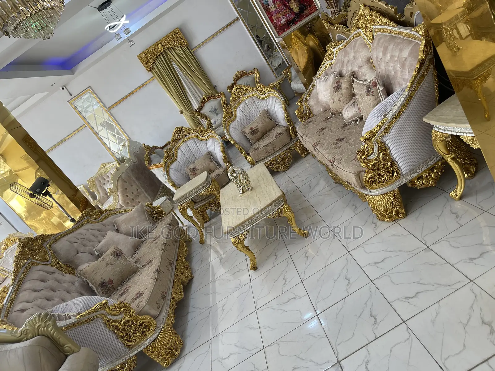 Complete Set of High Quality Imported Royal Fabric Sofa Cha