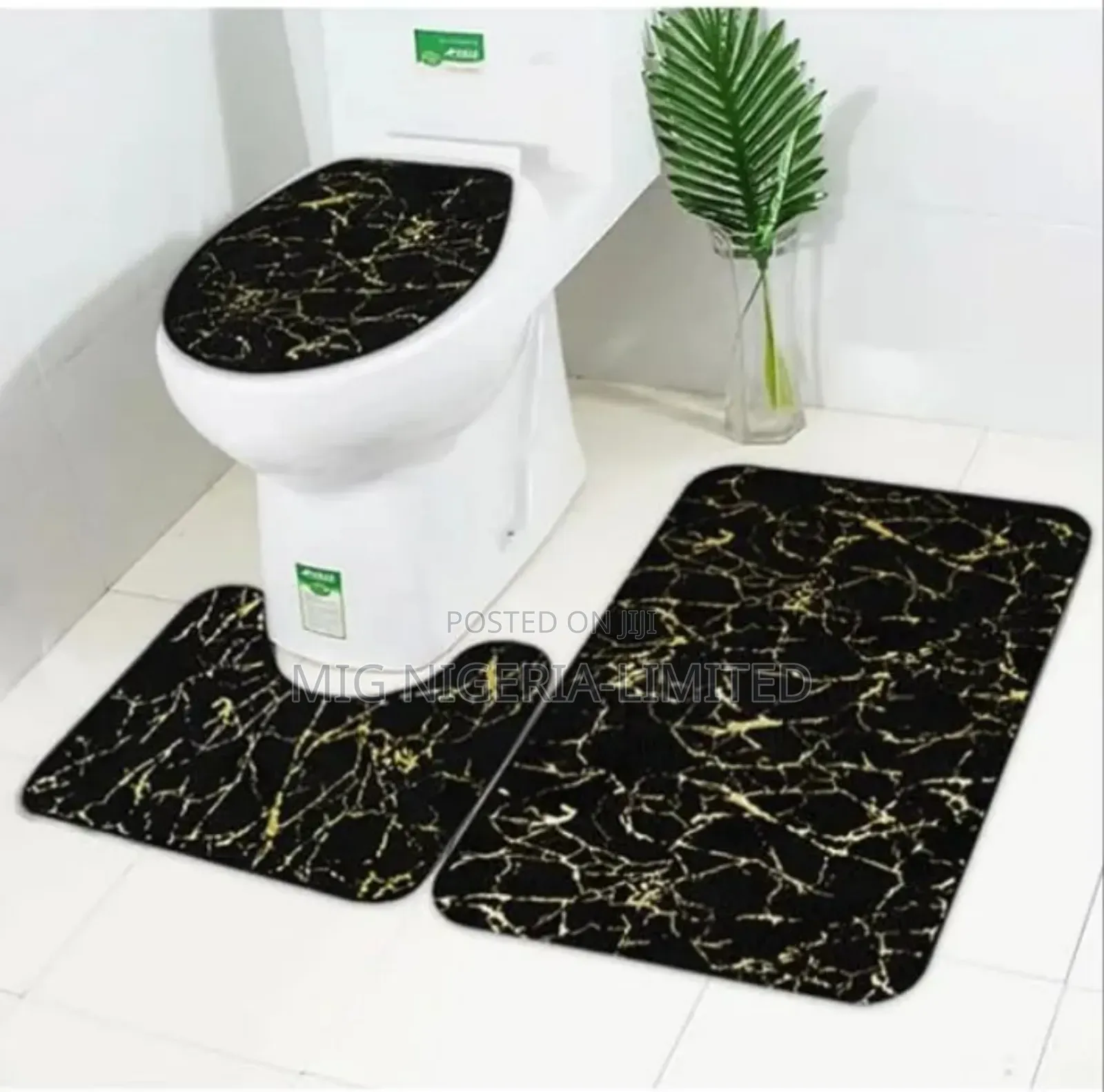 3pcs Toilet and Bathroom Rug Anti Slip Rug Mat