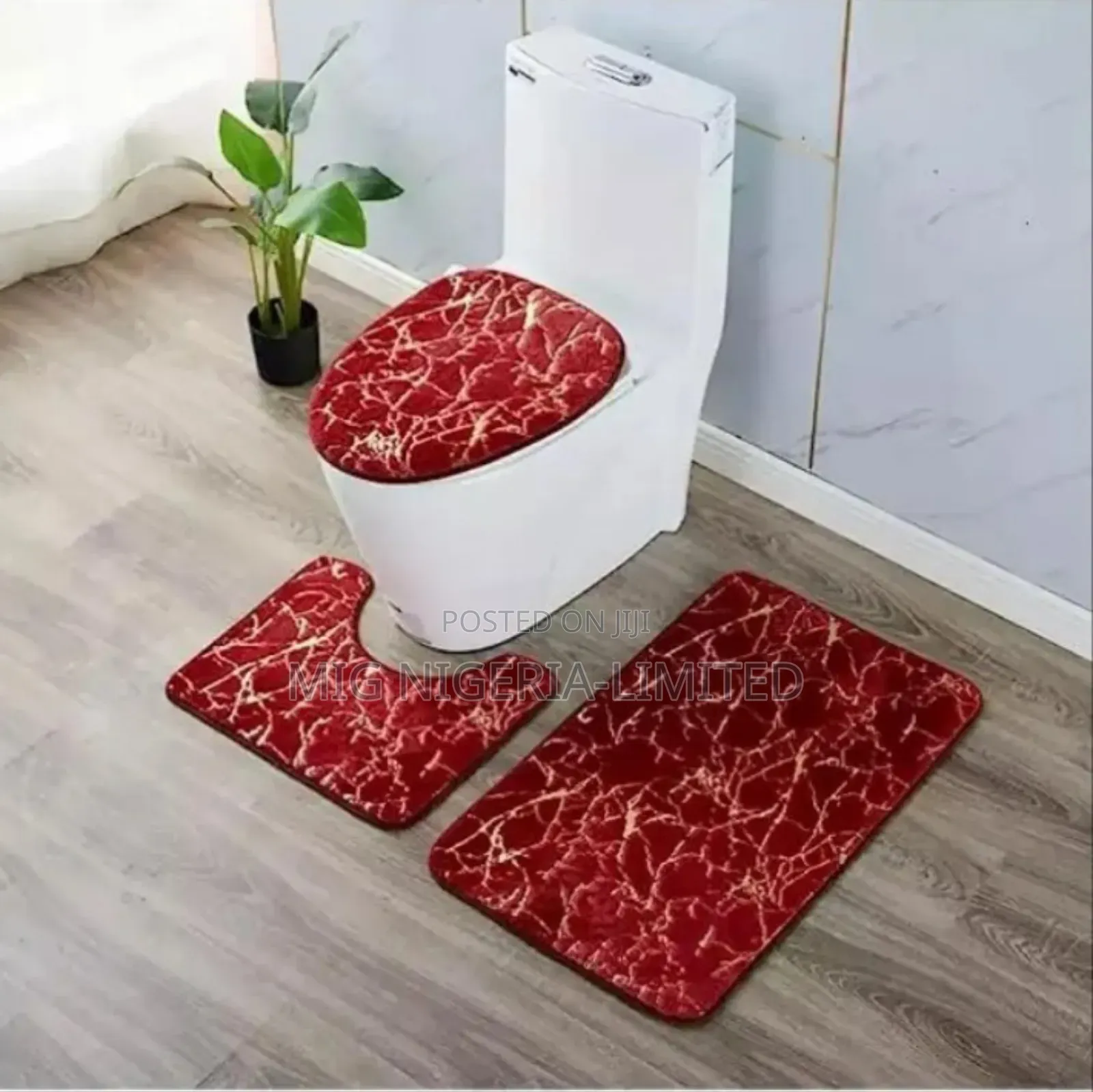 3pcs Toilet and Bathroom Rug Anti Slip Rug Mat