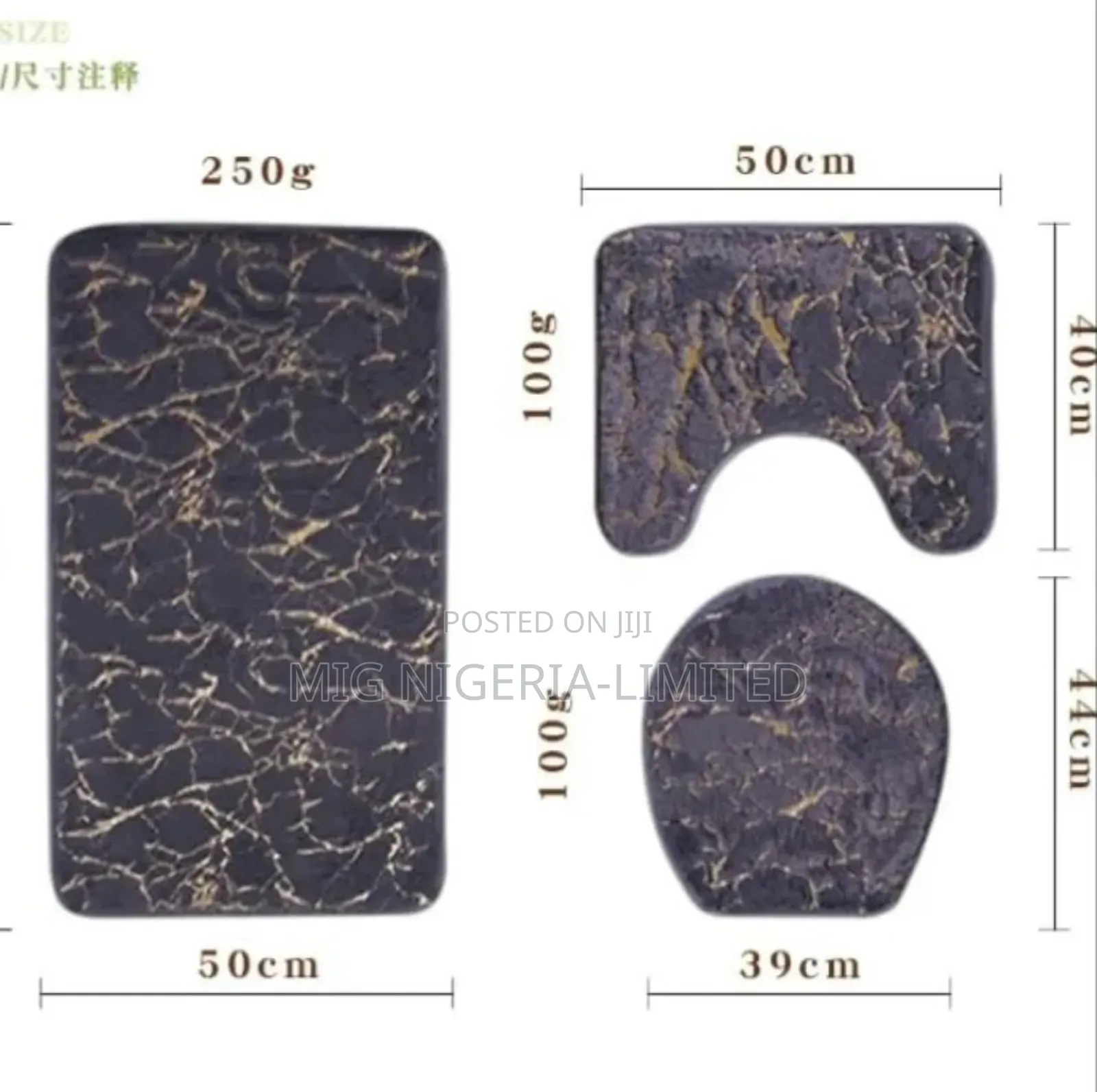 3pcs Toilet and Bathroom Rug Anti Slip Rug Mat