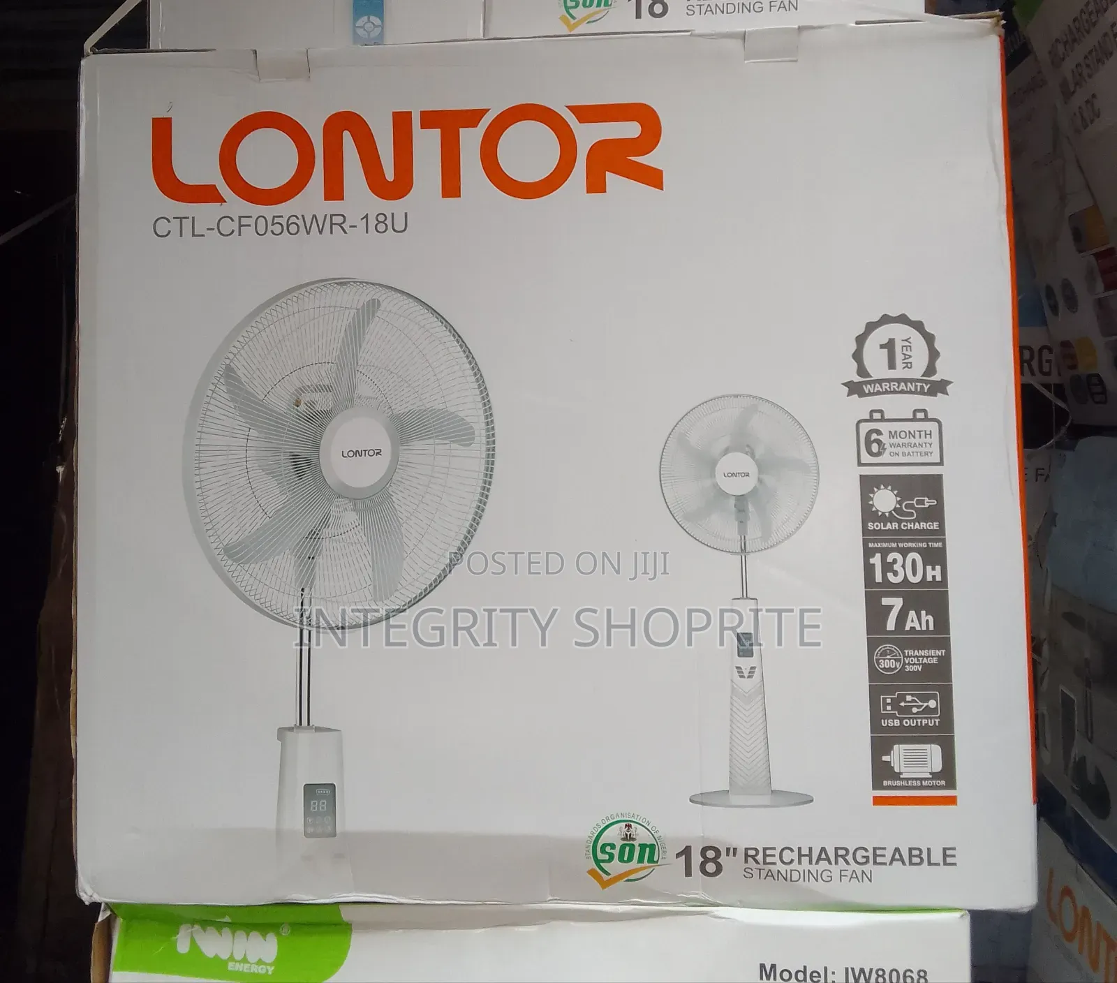 Lontor 18inches Standing Fan Rechargeable CTL-Cf056wr-18u