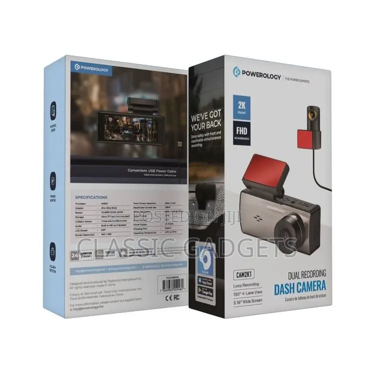 Powerology Dual Recording Front FHD Dash Camera