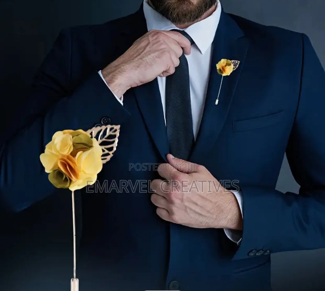 Elegant Alloy Flower Pins for Men's Suits: