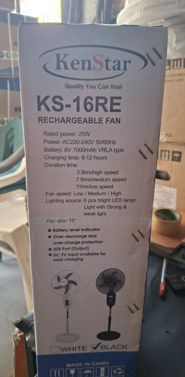 Kenstar Rechargeable Fan - 16" 