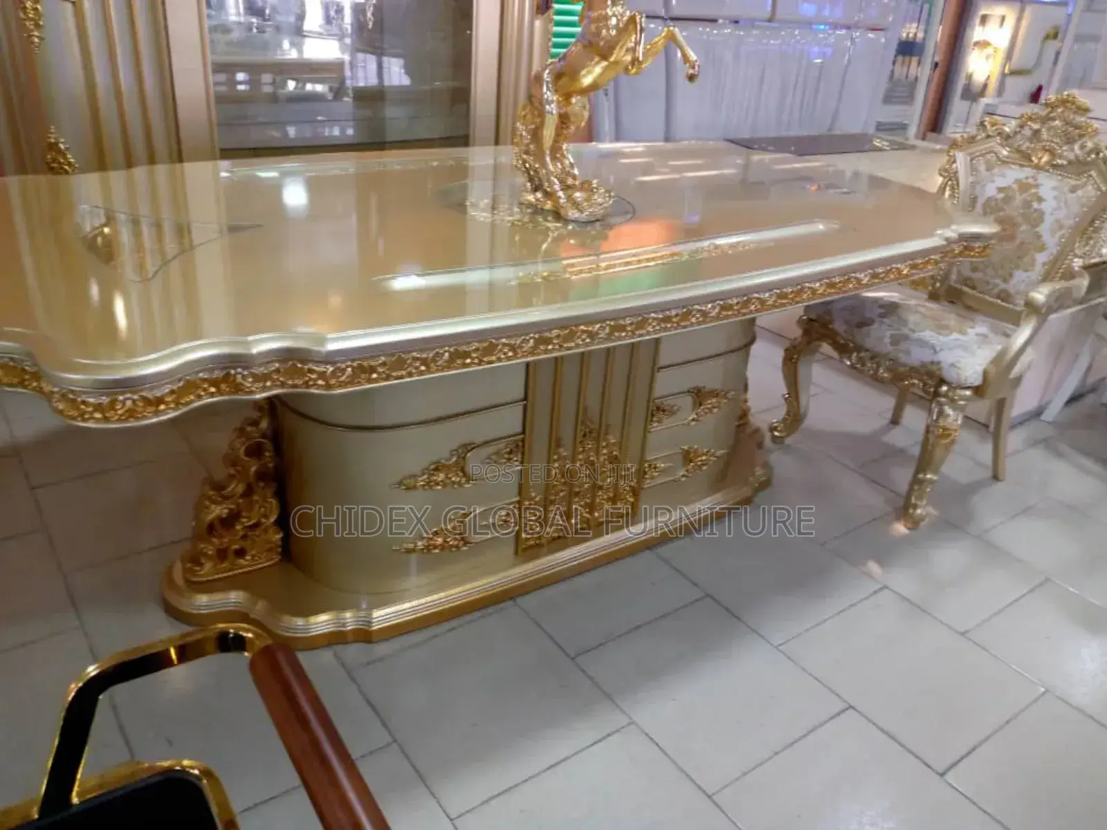 Royal Wooden Dining Table With Fabric Chairs